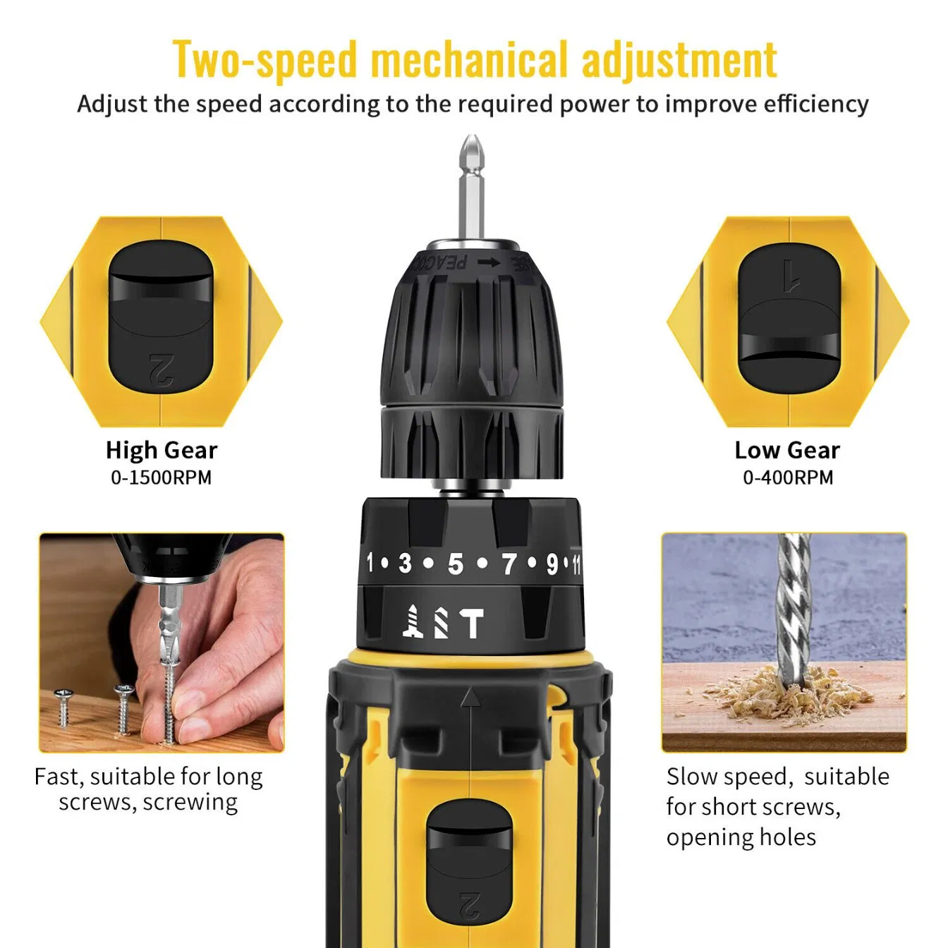 Cisivis 21V Cordless Drill/Driver and Impact Drill Set, Electric Drill with Lithium-Ion Battery and Portable Case