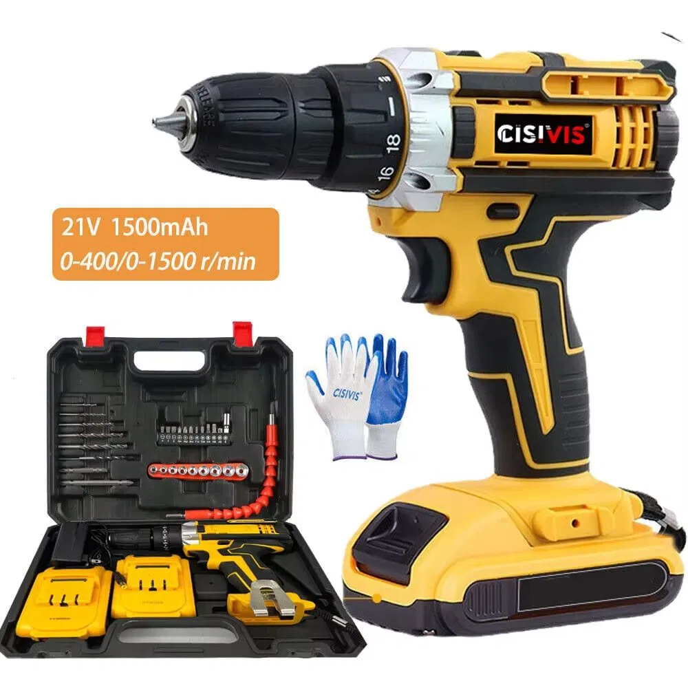 Cisivis 21V Cordless Drill/Driver and Impact Drill Set, Electric Drill with Lithium-Ion Battery and Portable Case