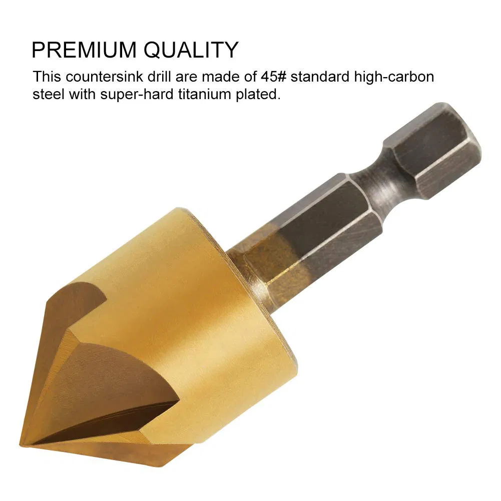 Countersink Drill Bit Set- 7 PCS Counter Sinker Drill Bits for Wood 1/4'' Hex Shank High Speed Steel