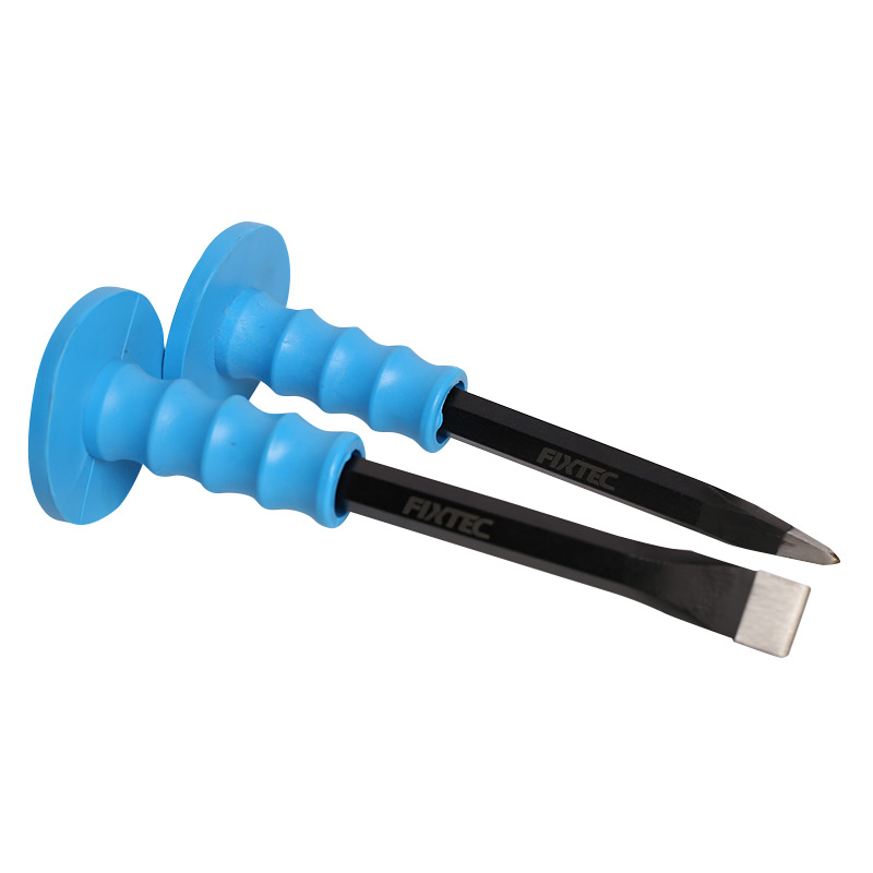Fixtec Stone Chisel 45# Carbon Steel Cold Chisel with Safe Grip PP Handle