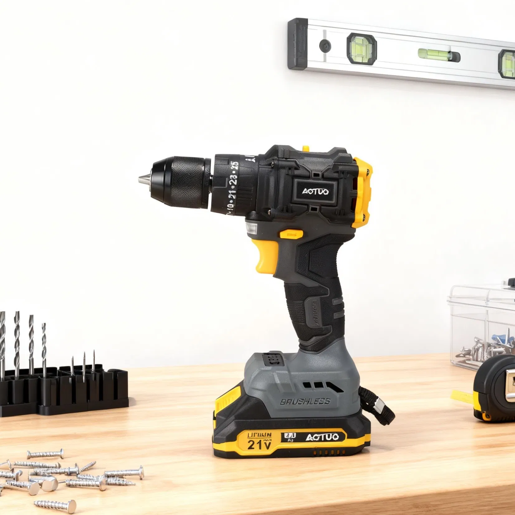 Antauto Brushless 21V Lithium Ion Cordless Impact Drill Power Tool