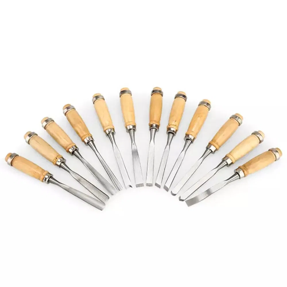 12PCS Wood Chisel Set Wood Carving Chisels Kit Woodworking Hand Tools
