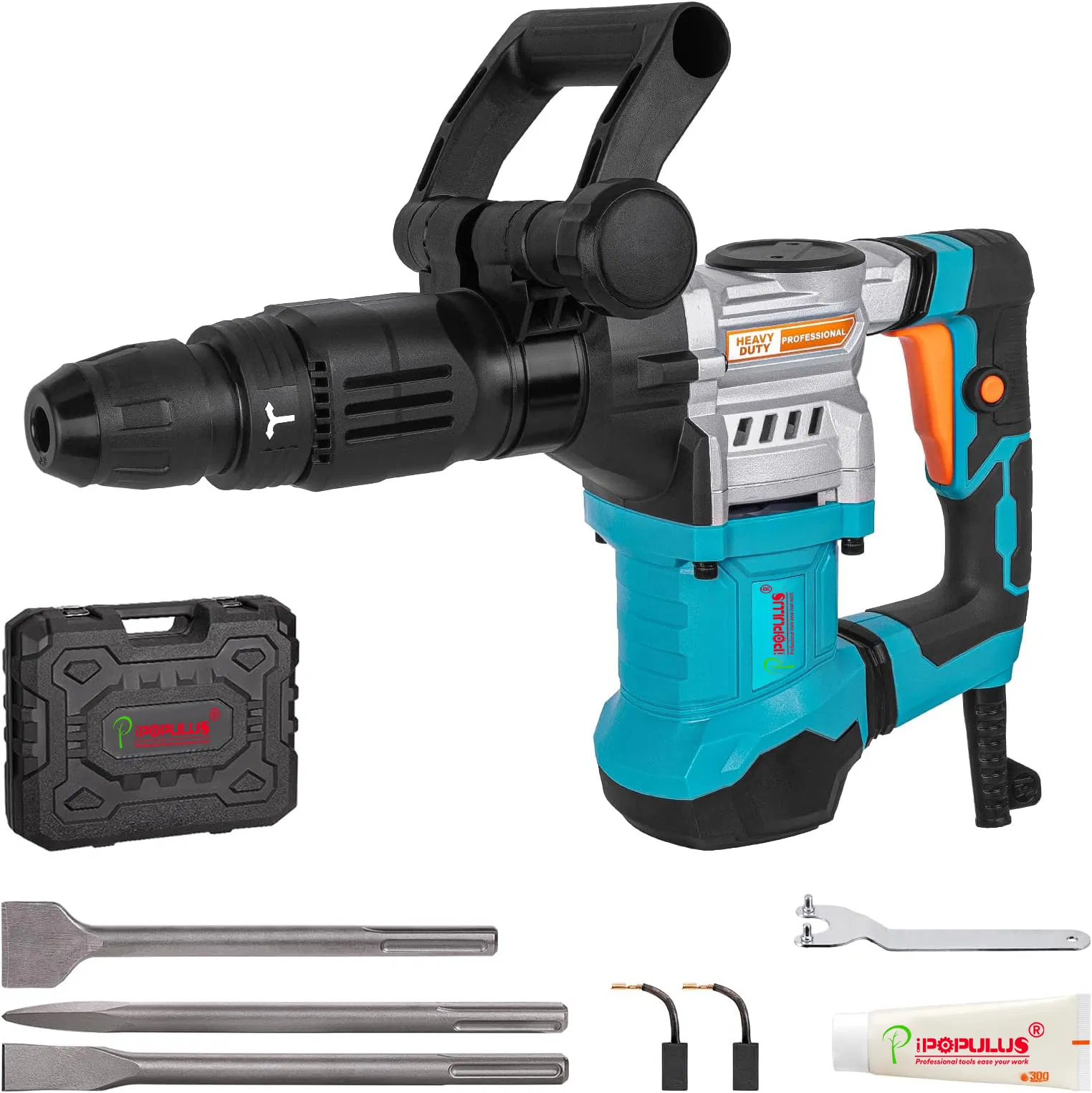 Ipopulus 1200W SDS-Plus Corded Industrial Grade Powerful Electric Demolition Hammer 3600rpm Jack Hammer Drill Rotary Hammer