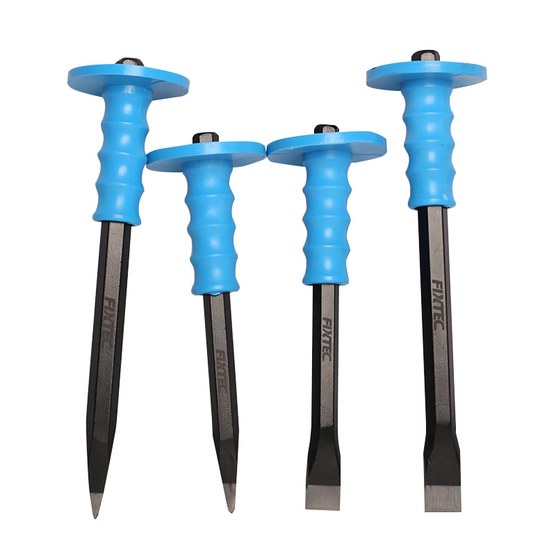 Fixtec Stone Chisel 45# Carbon Steel Cold Chisel with Safe Grip PP Handle