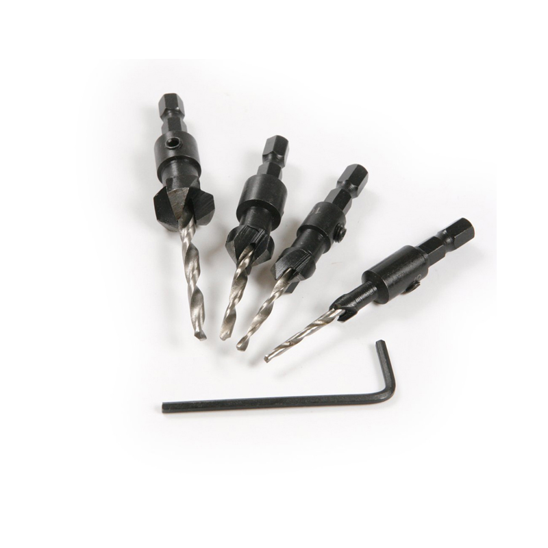 4PCS Hex Shank Countersink Bit for Wood,Wood Countersink Bit,Screw Countersinks,Plug Cutter and Countersink Set,Countersink Screw Bit,Countersink Drill Bit Set