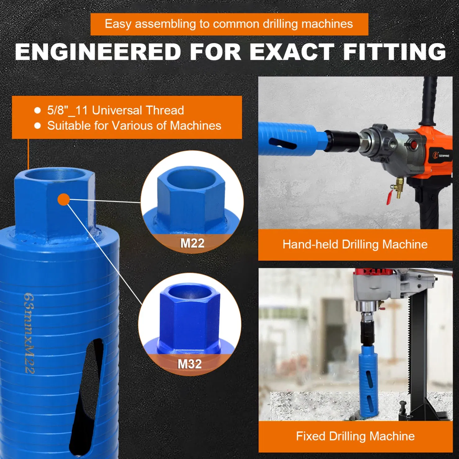 Enhanced Durability Premium Materials Efficient Drilling Dry SDS Core Drill Bit