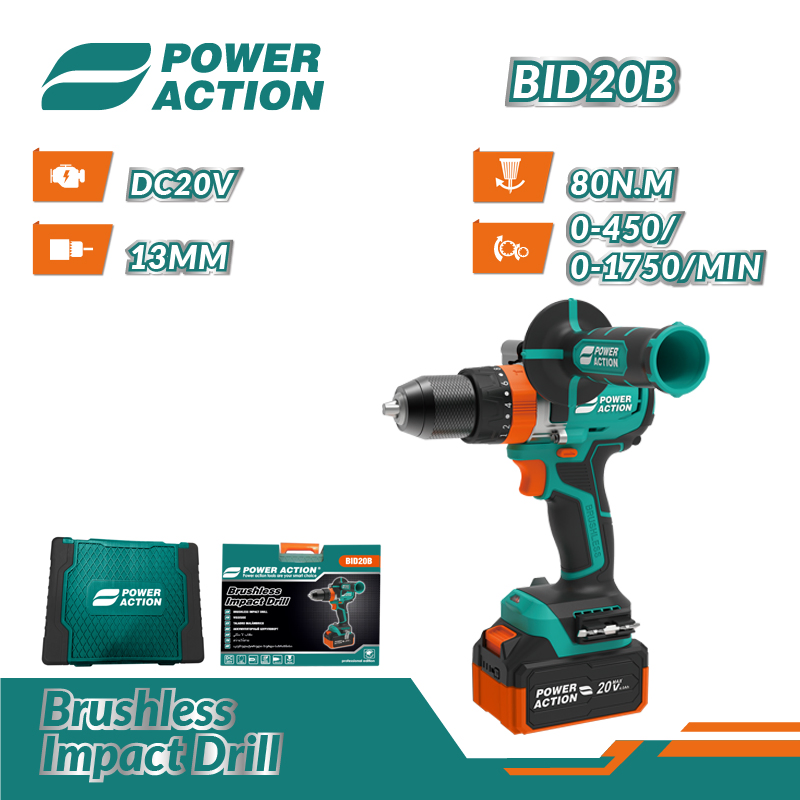 Electric Power Brushless 20V Mini Lithium Rechargeble Cordless Driver Impact Hammer Drill