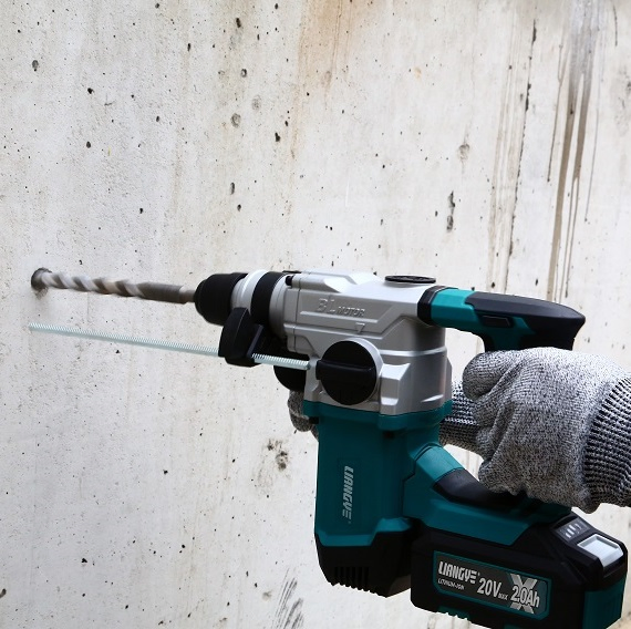 20V Liangye Professional Battery Operated Heavy Duty Brushless Cordless Electric Rotary Hammer for Contractors