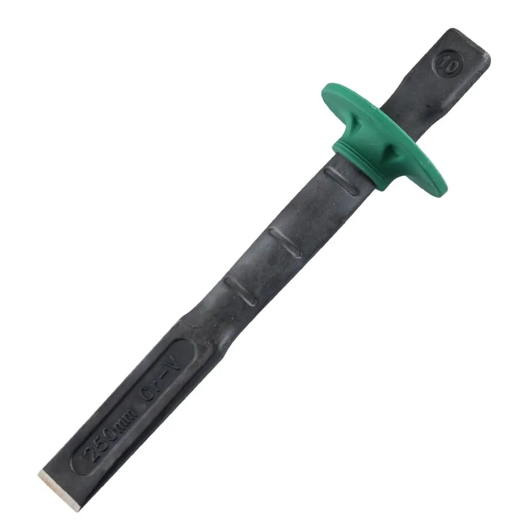Masonry Chisel with Hand Guard 10 Inch Heavy Duty Flat End Rock Concrete Mortar Stone Chisel for Demolishing Carving