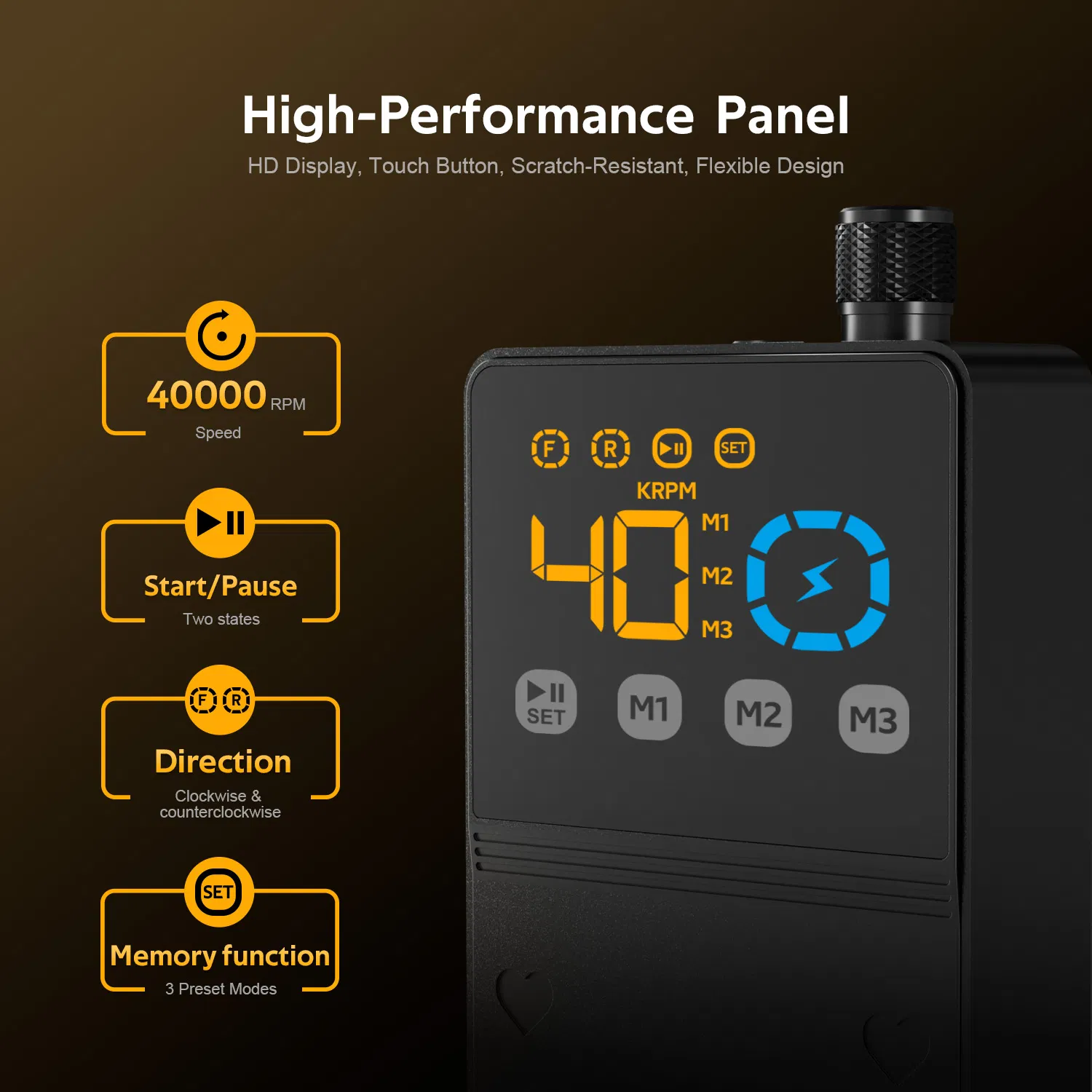 Portable Nail Sander 75W Mute Handle 40000 Rpm Brushless Heart Shape Electric Nail Drill