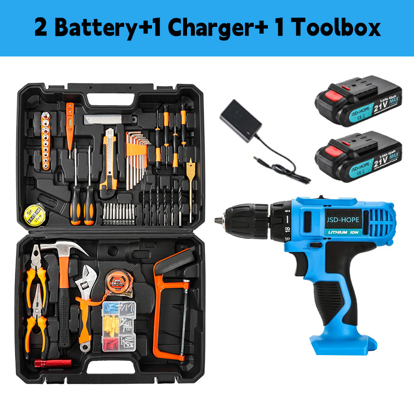 21V Blue Lithium Electric Drill - Heavy Duty Drilling for Metal Wood Concrete