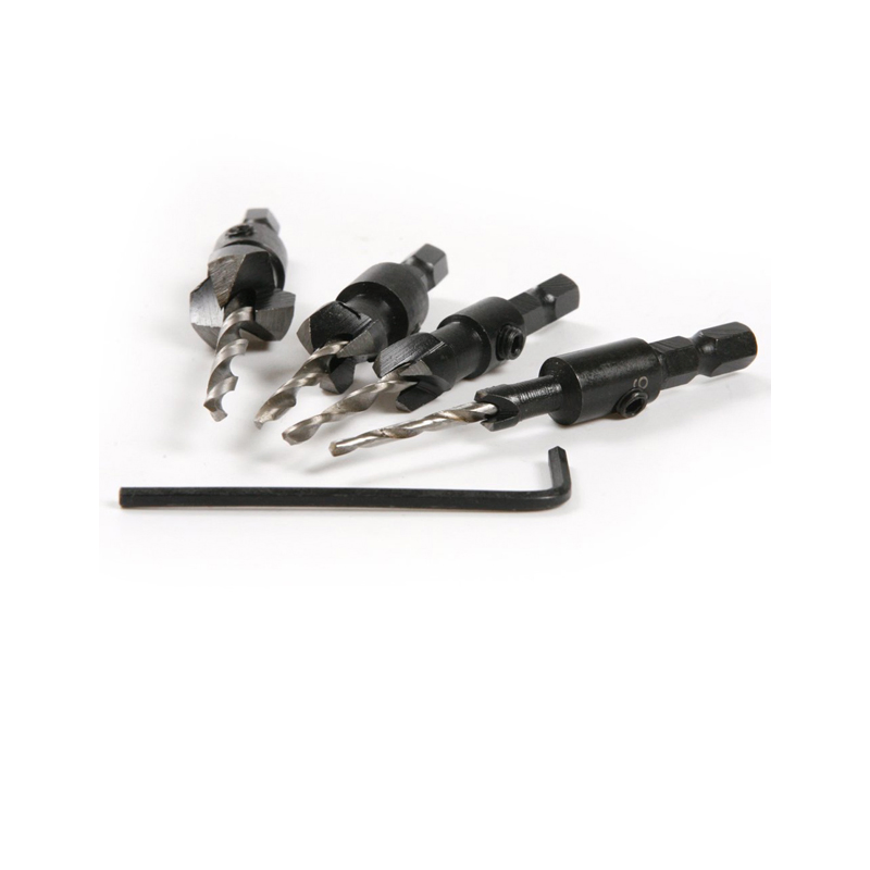 4PCS Hex Shank Countersink Bit for Wood,Wood Countersink Bit,Screw Countersinks,Plug Cutter and Countersink Set,Countersink Screw Bit,Countersink Drill Bit Set