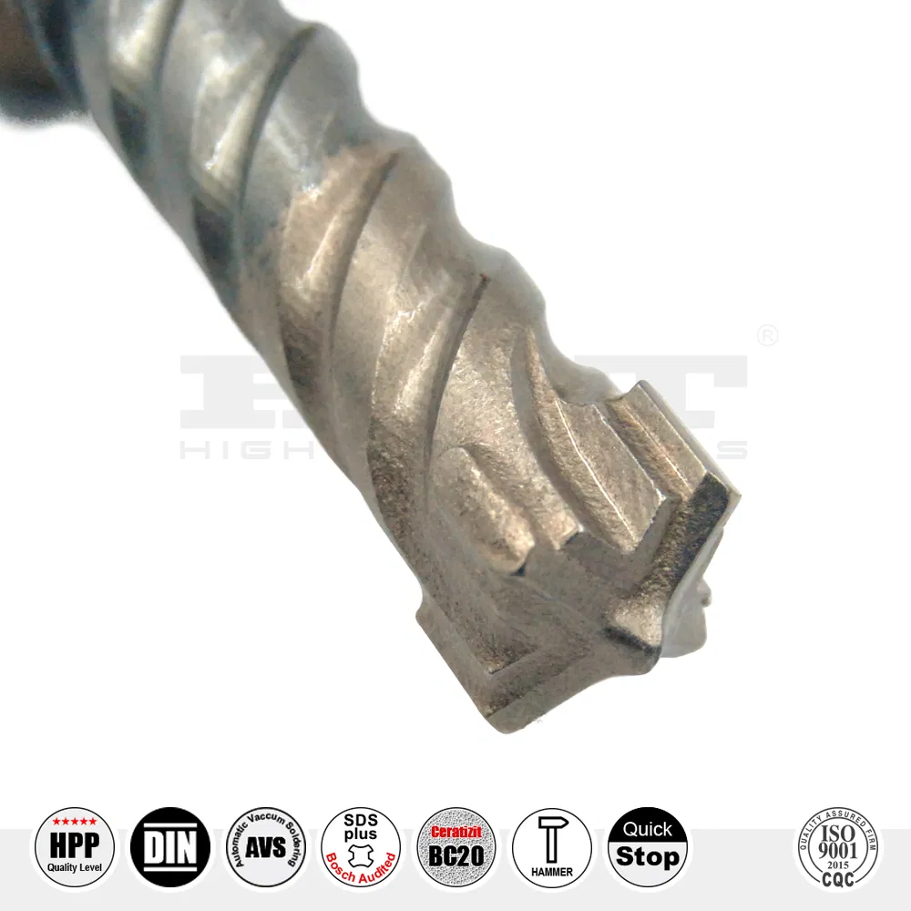 Supreme German Quality Cross 4cutter Quick Stop Hammer Drill SDS Plus with Stopper for Depth Controlled Drilling in Concrete, Brick, Stone, Cement, etc.