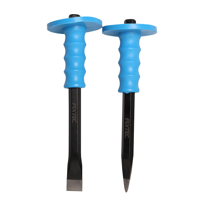 Fixtec Stone Chisel 45# Carbon Steel Cold Chisel with Safe Grip PP Handle