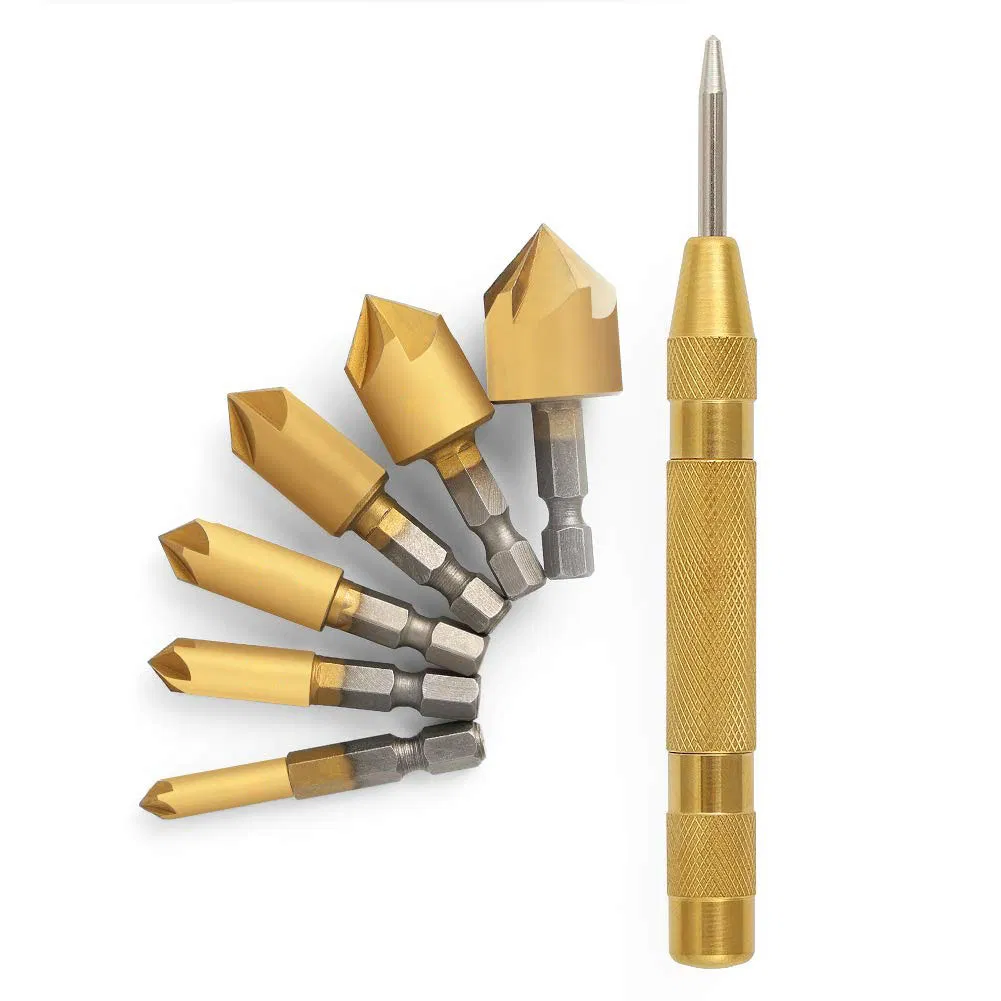 Countersink Drill Bit Set- 7 PCS Counter Sinker Drill Bits for Wood 1/4'' Hex Shank High Speed Steel