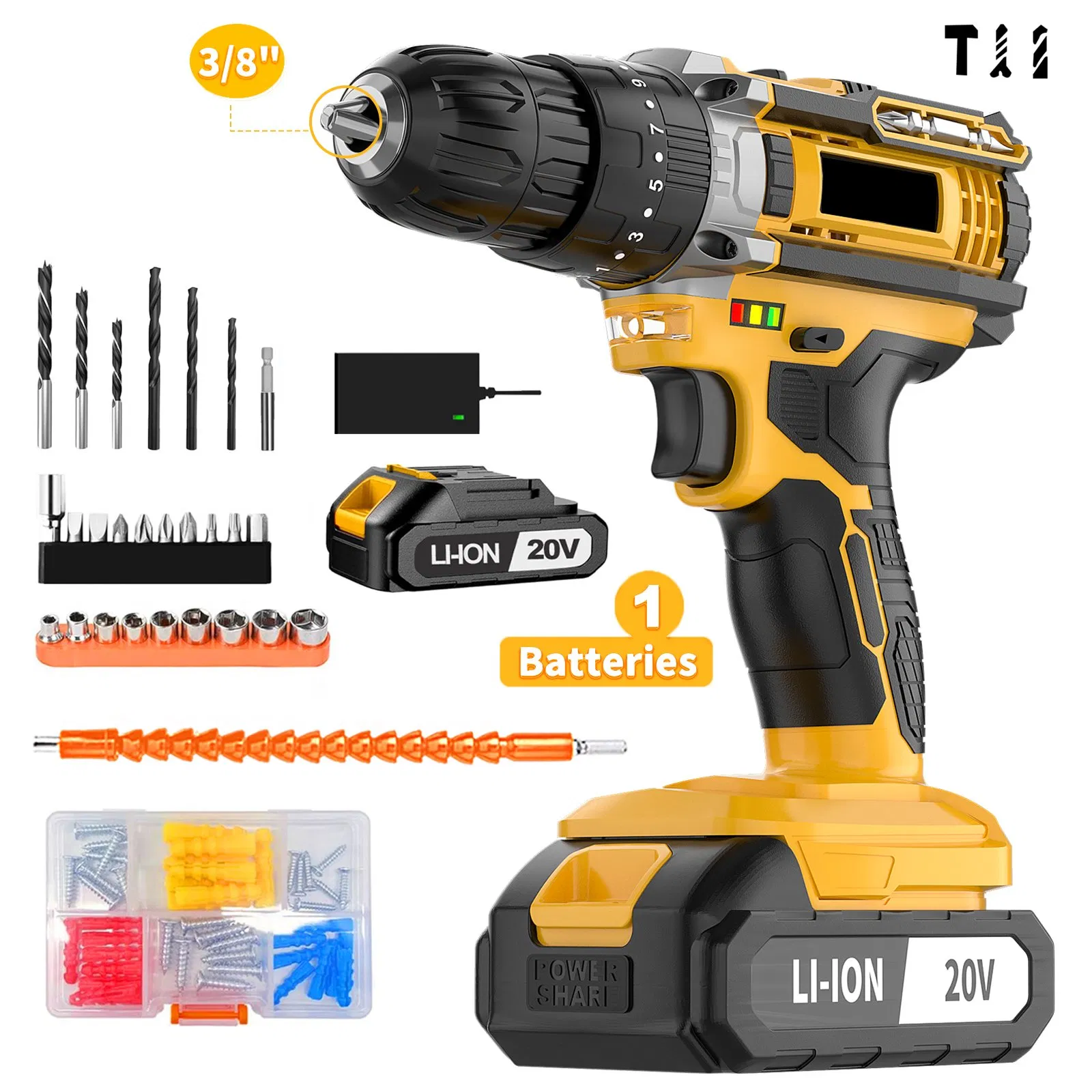 20V Cordless Impact Drill, Electric Tools Set, Power Tools, Electric Screwdriver, Support OEM/ODM