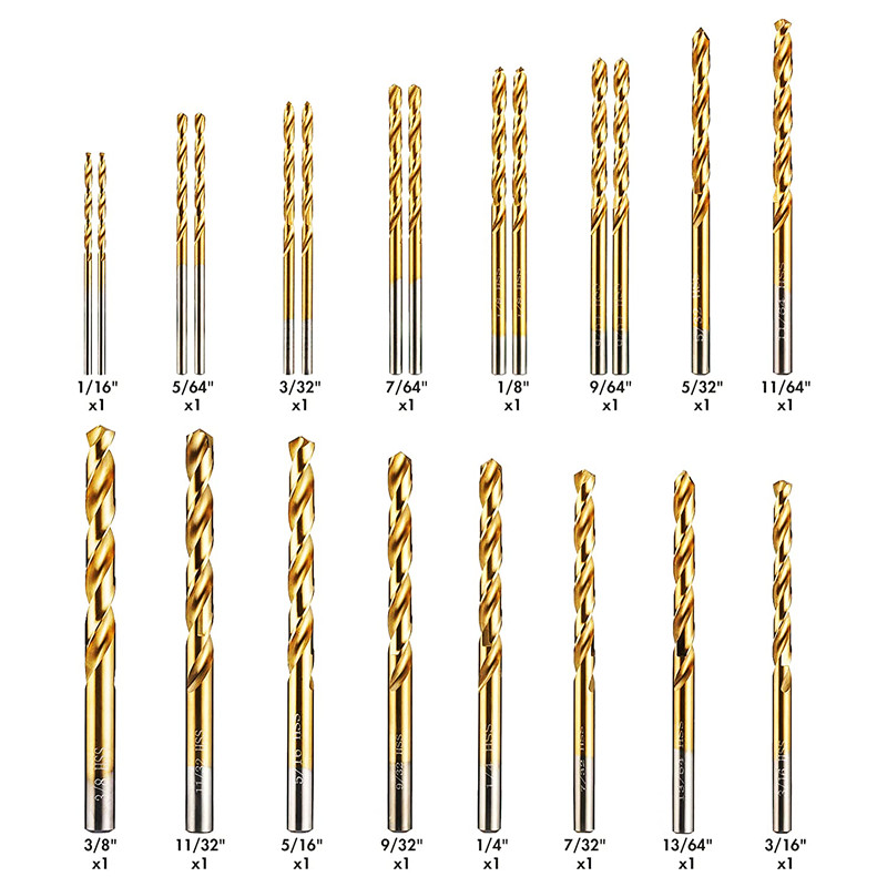 Titanium Drill Bit Set 23PCS 1/16"-3/8" HSS Drill Bit Set Formetal, Steel, Wood, Plastic, Aluminum Alloy