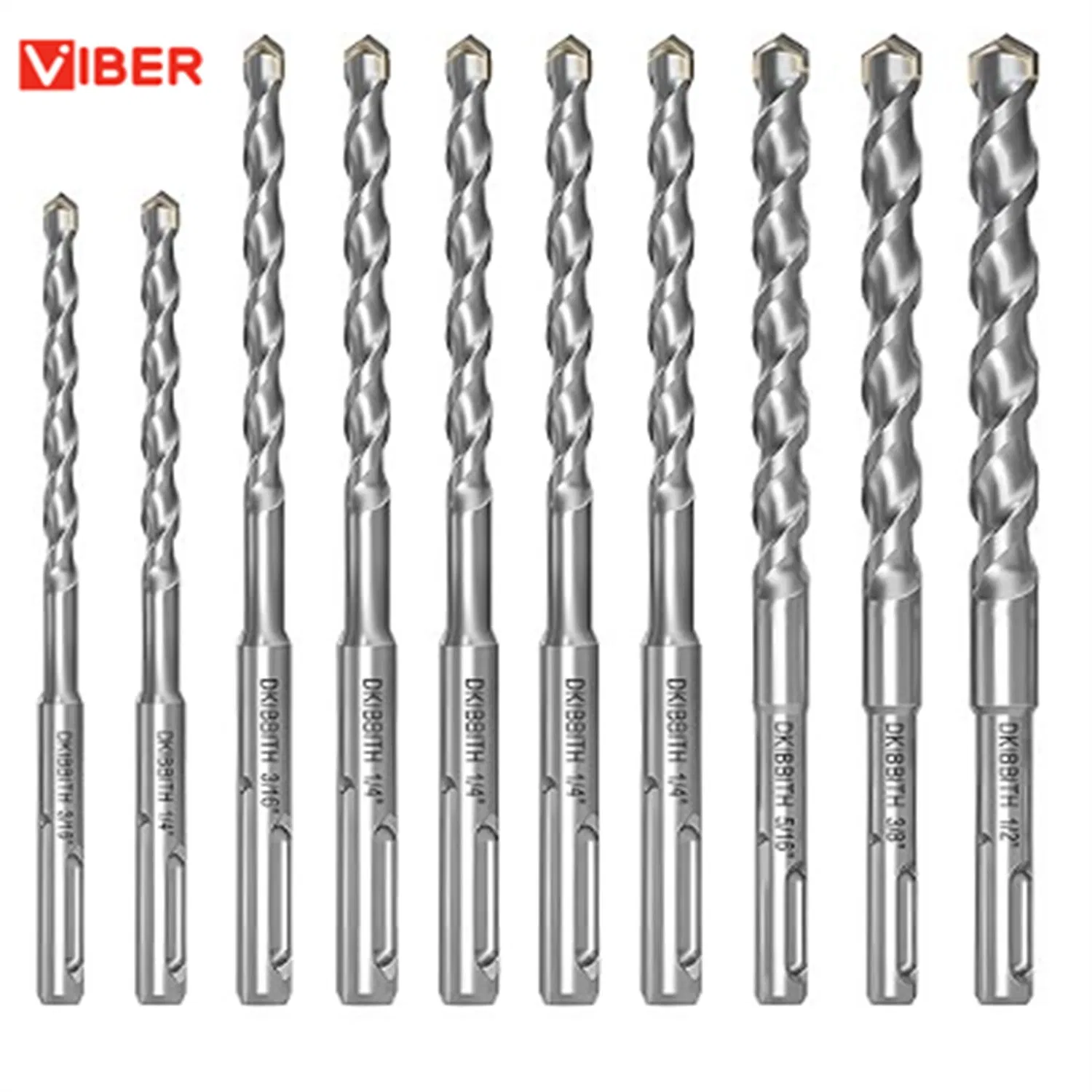SDS Plus Drill Bits/Rotary Hammer Drill Bit Set/Carbide Tipped for Drilling Concrete Cement Porcelain Tiles Ceramic Pots Stone Brick Dia 3/16" 1/4" 5/16" 3/8"