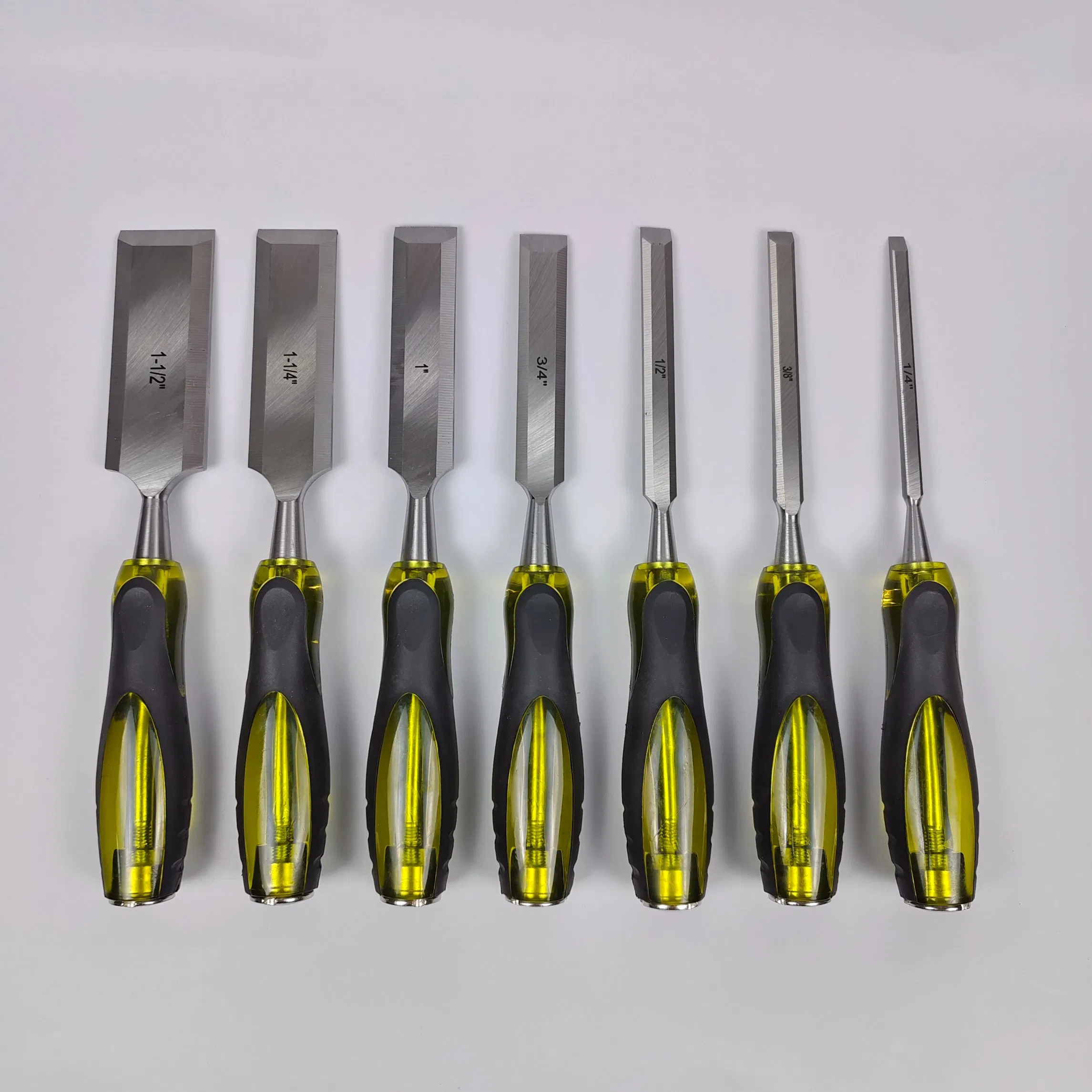 Cr-V Steel Wood Carving Tools Woodworking Flat Chisels Wood Carving knives with Transparent Double Color Handle