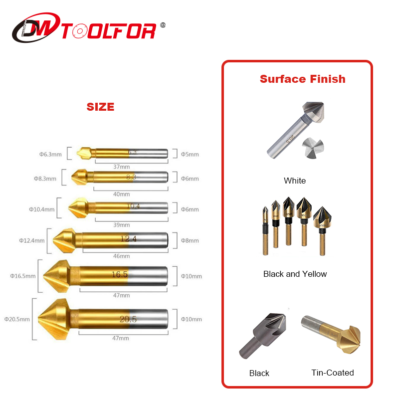 90 Degree 3 Flutes HSS Chamfer Metal Countersink Drill Bits for Chamfering and Deburring and Counter Sink