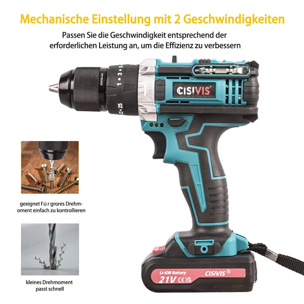 Powerful Power Drill 21V Brushless Lithium-Ion Handheld Drill for Versatile Use Electric Drill