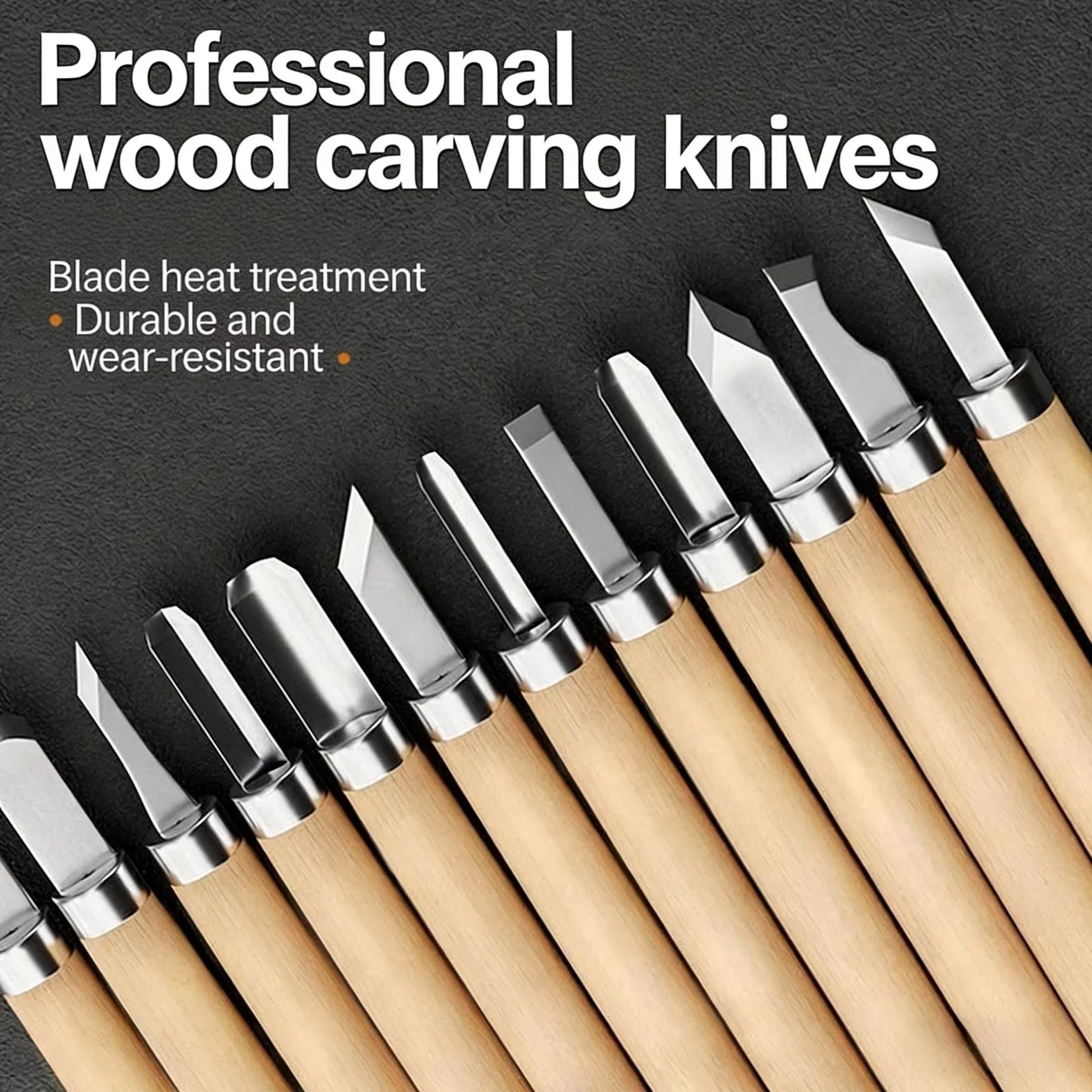 Wood Carving Chisel Set Stainless Steel Woodworking Tool 12PCS Power Grip Chisels