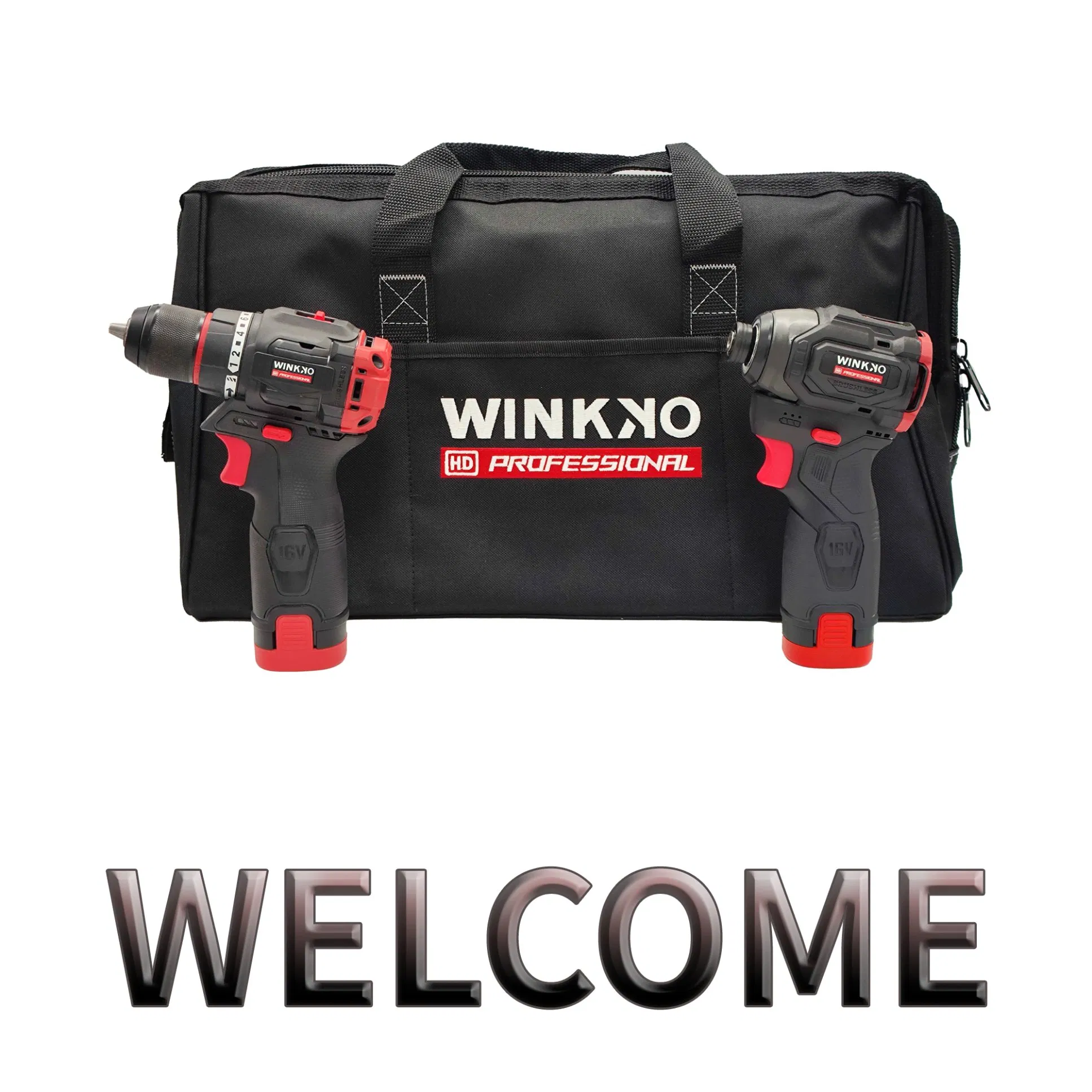 55n. M 10mm 12V 16V Winkko China Hammer Drill Impact Screwdriver Combo Set Kit Bag