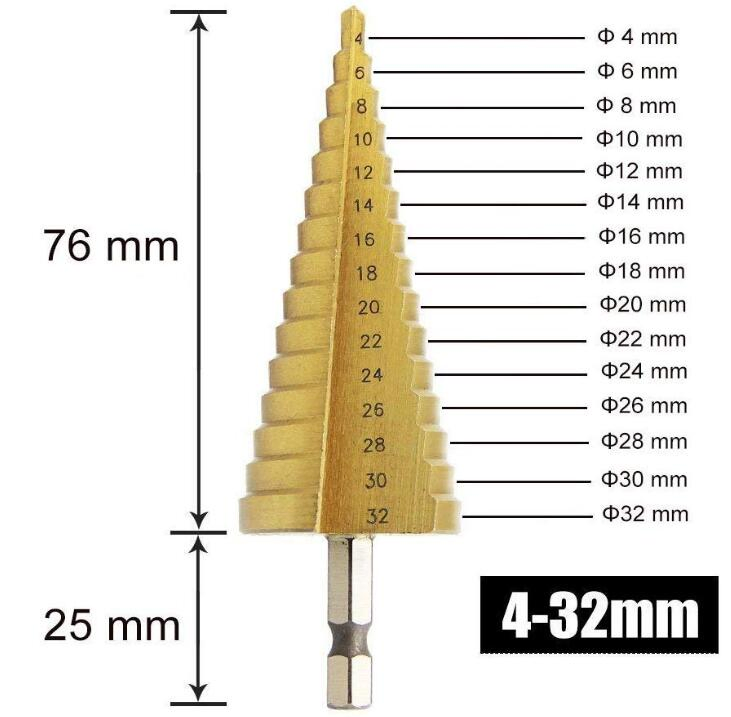 3PCS High-Speed Concrete Metal Steel Step Drill Bit for Wood and Tough Use Step Set