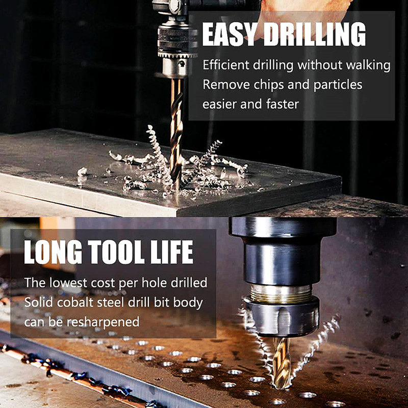 Titanium Drill Bit Set 23PCS 1/16"-3/8" HSS Drill Bit Set Formetal, Steel, Wood, Plastic, Aluminum Alloy