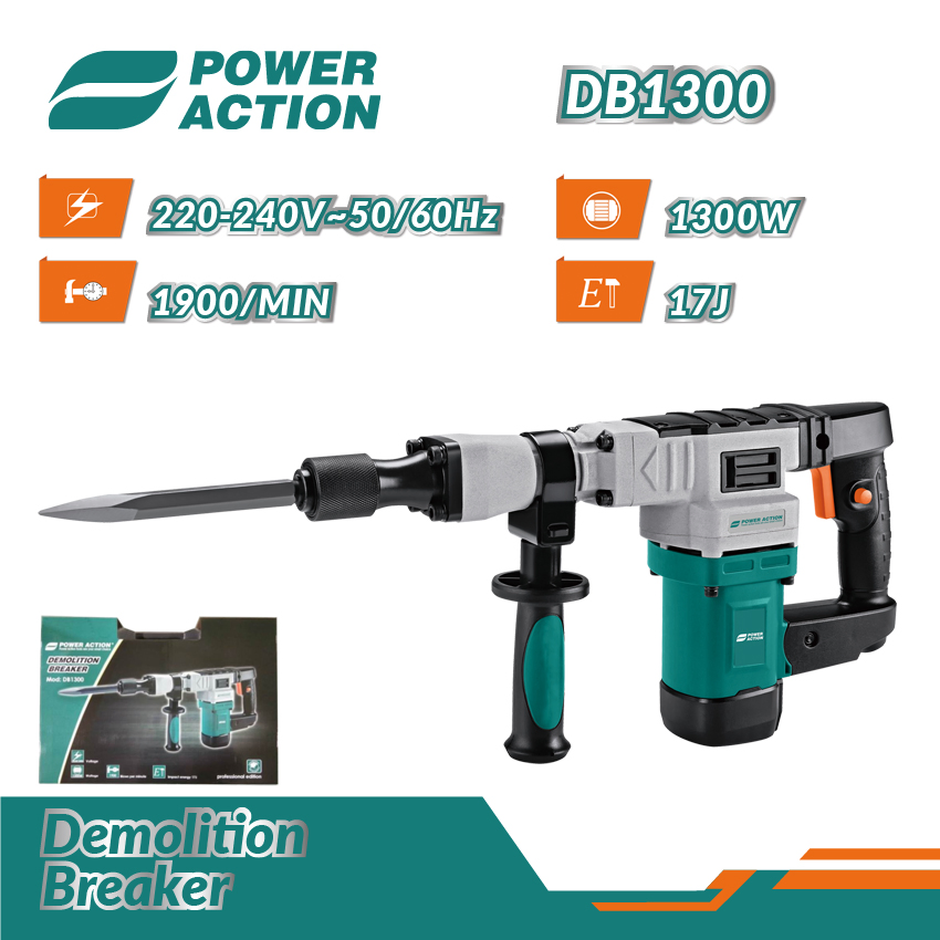 Power Action 220V 1400W Electric Power Operated Demolition Breaker Hammer Drill