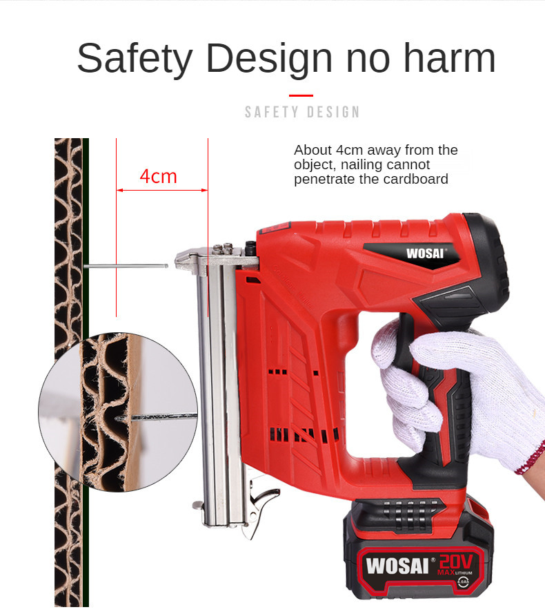 Wosai 20V Rechargeable Lithium F30 Cordless Electric Gas Concrete Nails Machine Nail Guns for Wood
