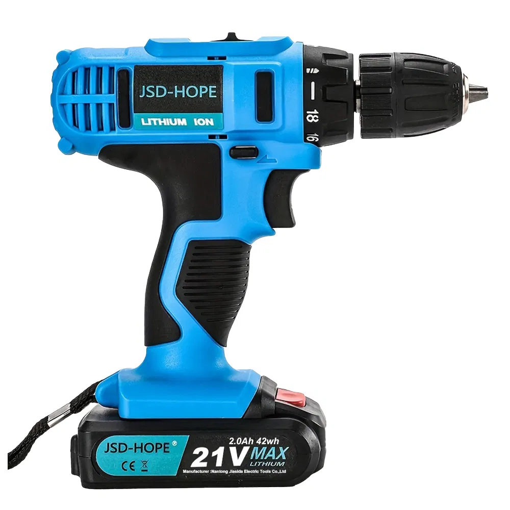 21V Blue Lithium Electric Drill - Heavy Duty Drilling for Metal Wood Concrete