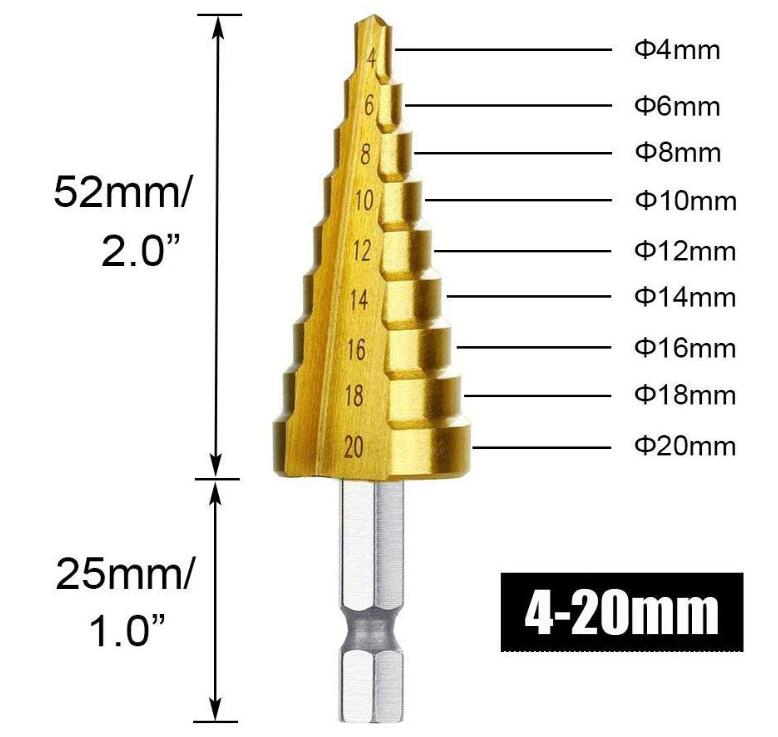 3PCS High-Speed Concrete Metal Steel Step Drill Bit for Wood and Tough Use Step Set