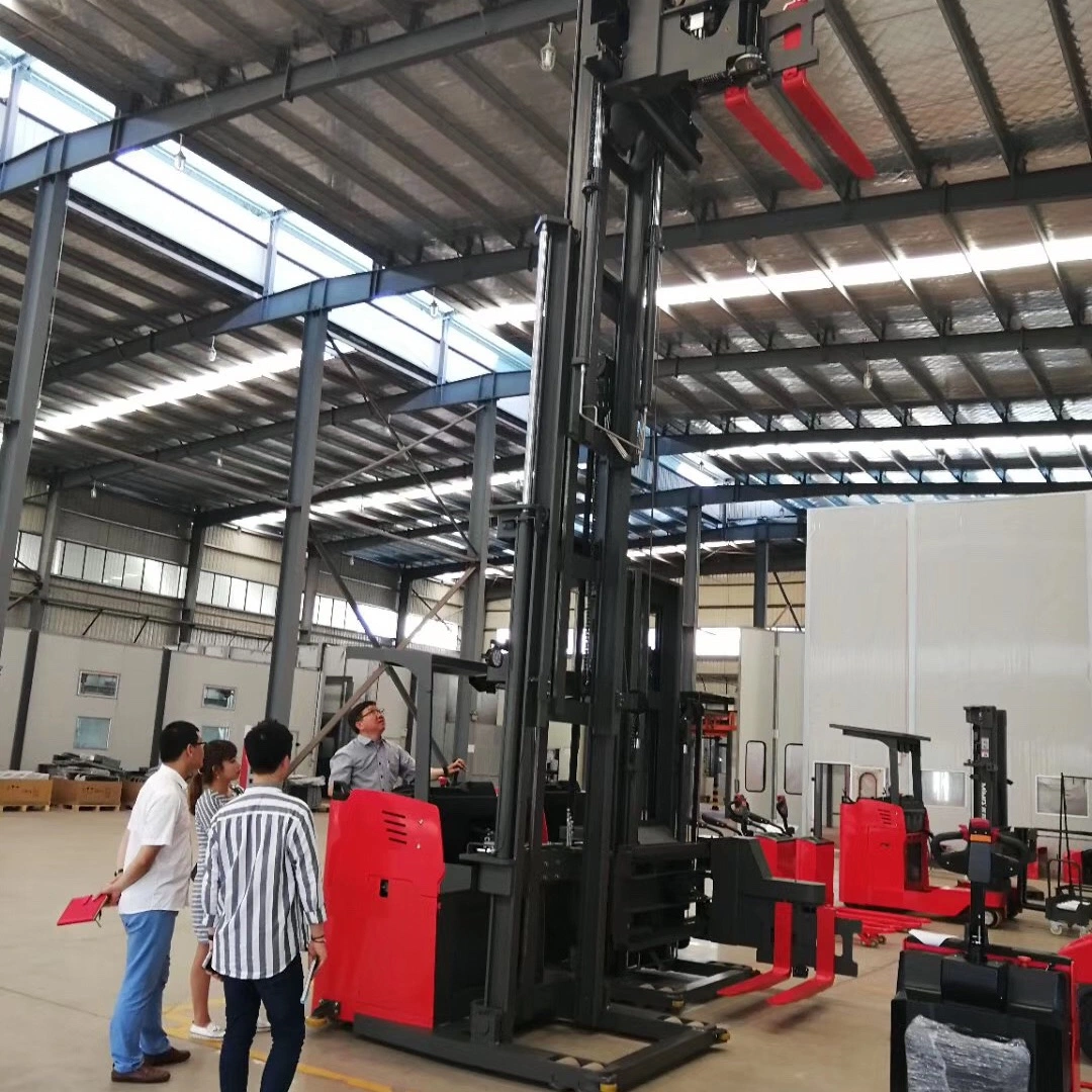 High Lift 7.5m 1000kg Electric Pallet Lift Stacker 3 Ways Vna Forklift for Narrow Aisle Warehouse