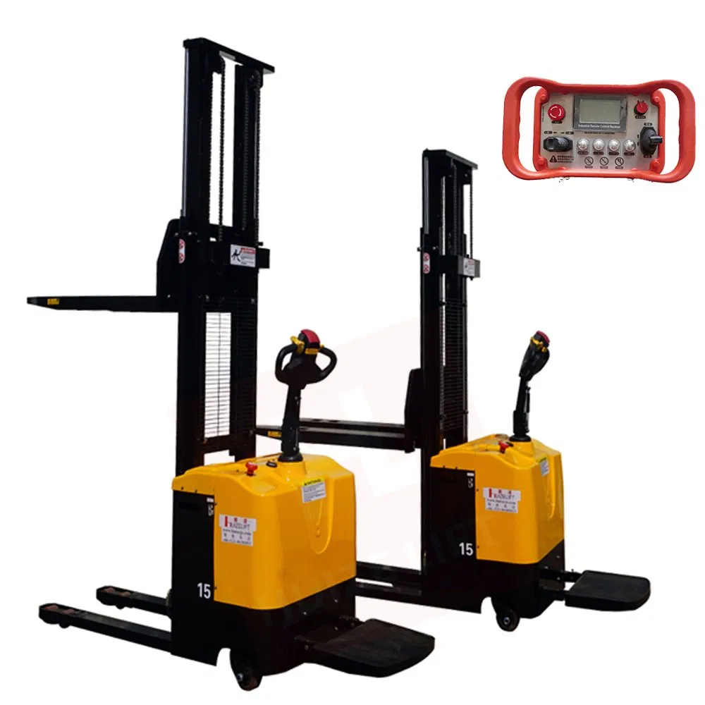 1500kg Capacity Remote Control Fully Automatic Electric Pallet Stacker