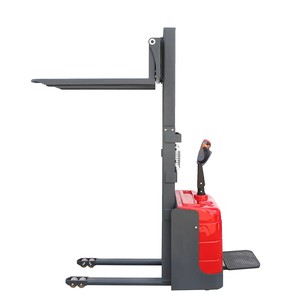 1.5ton 1500kg Lifting Height 1600mm Standing Fully Battery Operated Electric Pallet Stacker for Warehouse