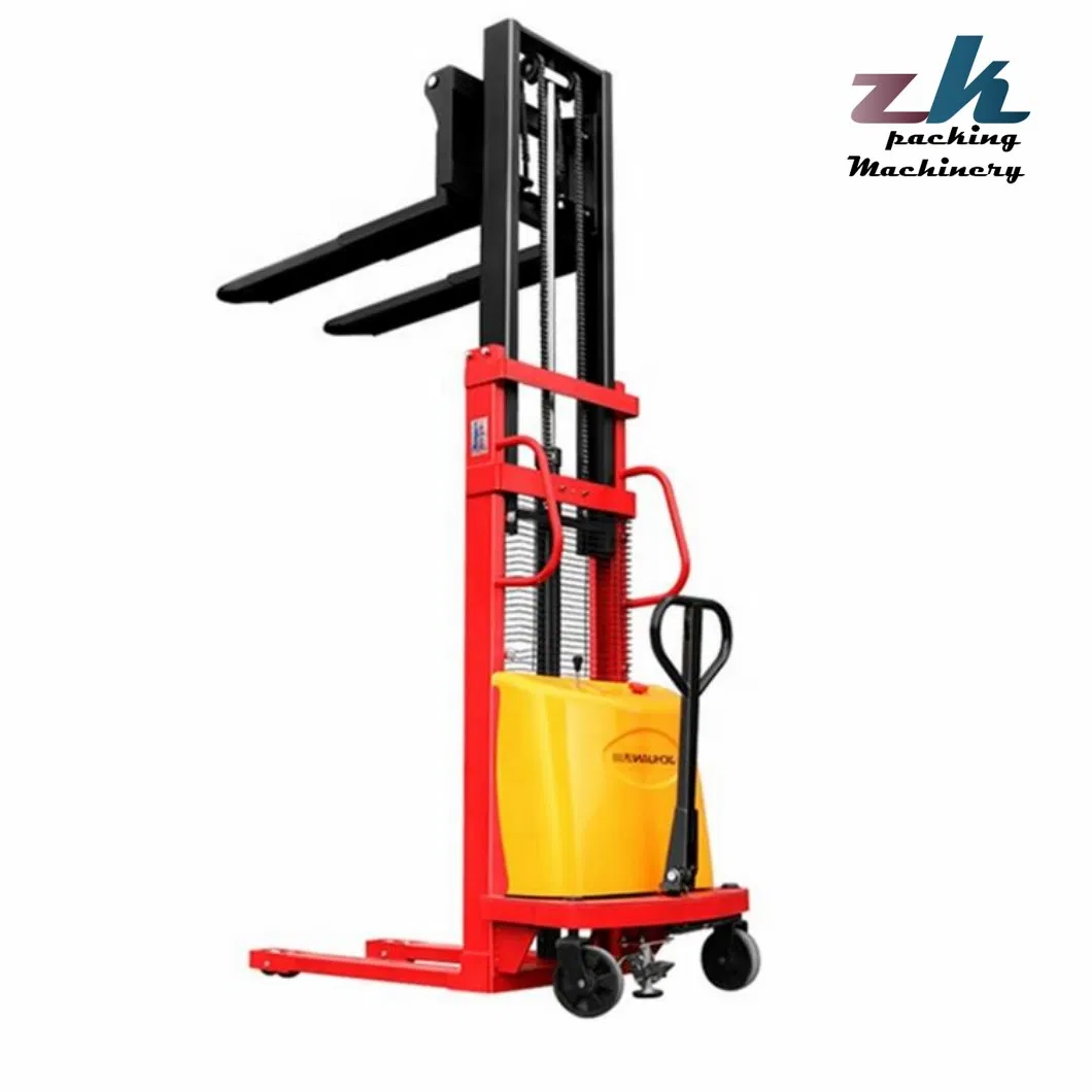 Semi Automatic Electric Powered Fork Stacker 1.5ton 3meter Semi-Electric Pallet Stacker for Material Handling 10% off
