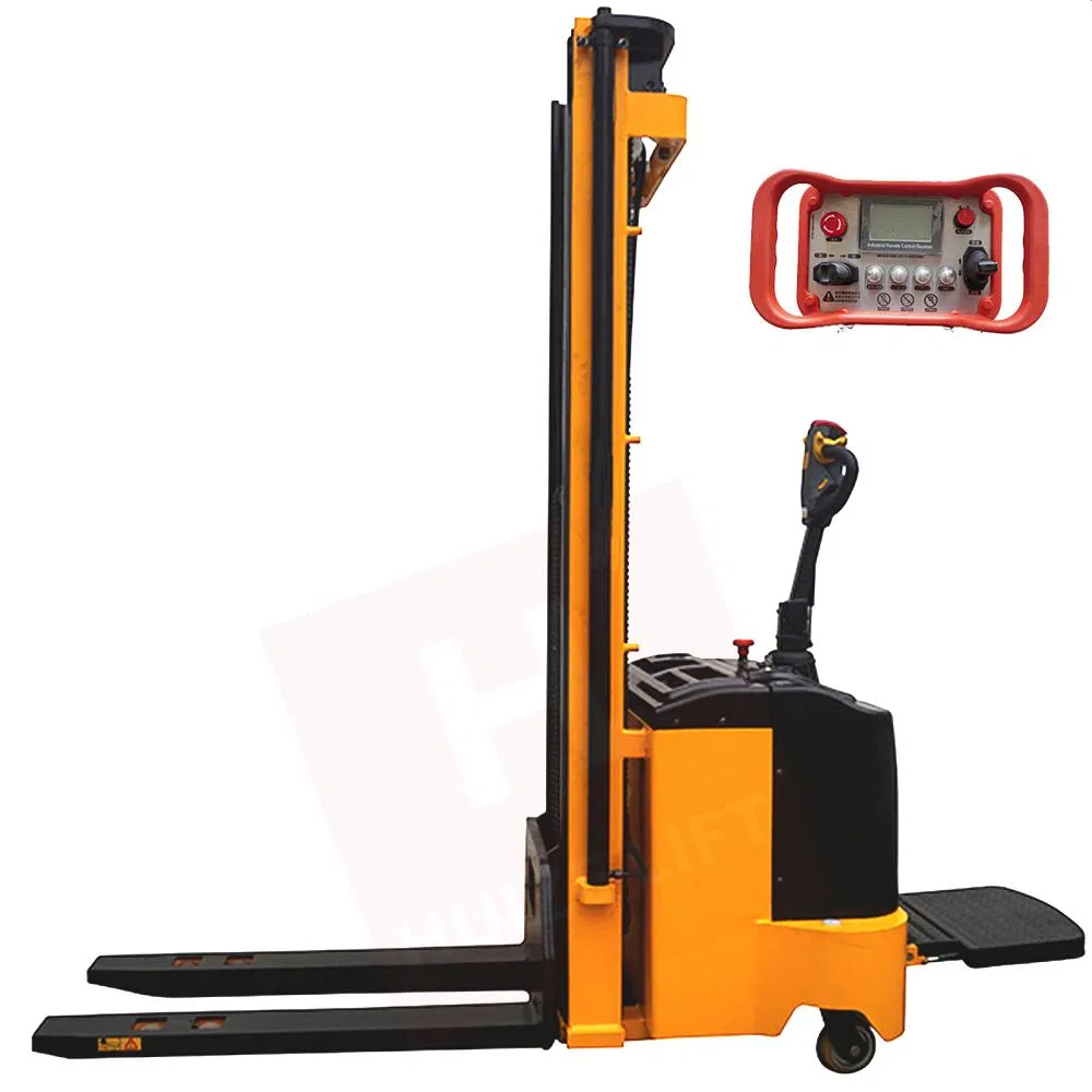 1500kg Capacity Remote Control Fully Automatic Electric Pallet Stacker