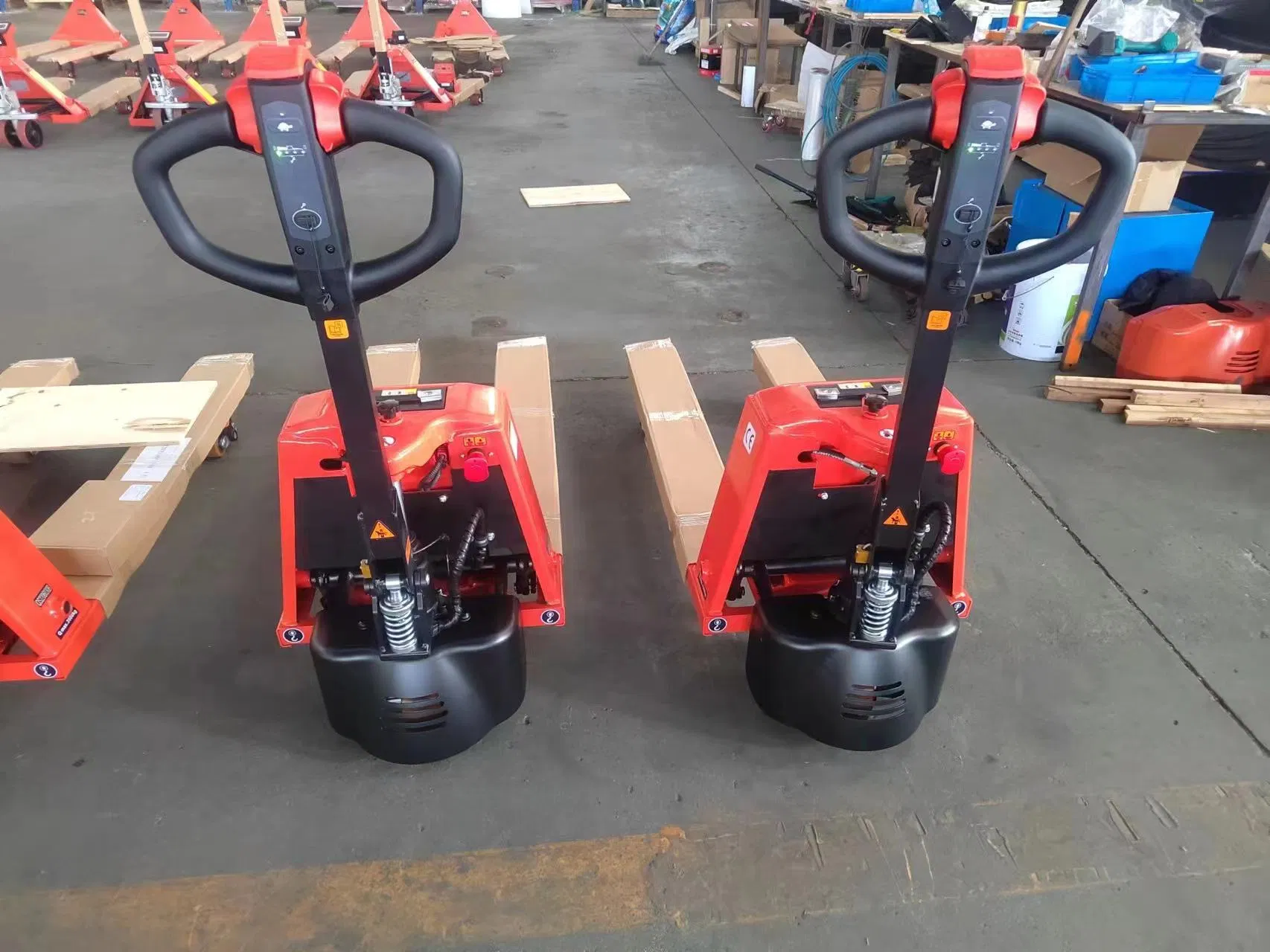 Popular Semi Electric 1.5ton 2ton Manual Powered Power Forklift Hydraulic Pallet Stacker Jack Lift Hand Pallet Truck with 24V 20ah Lithium Battery