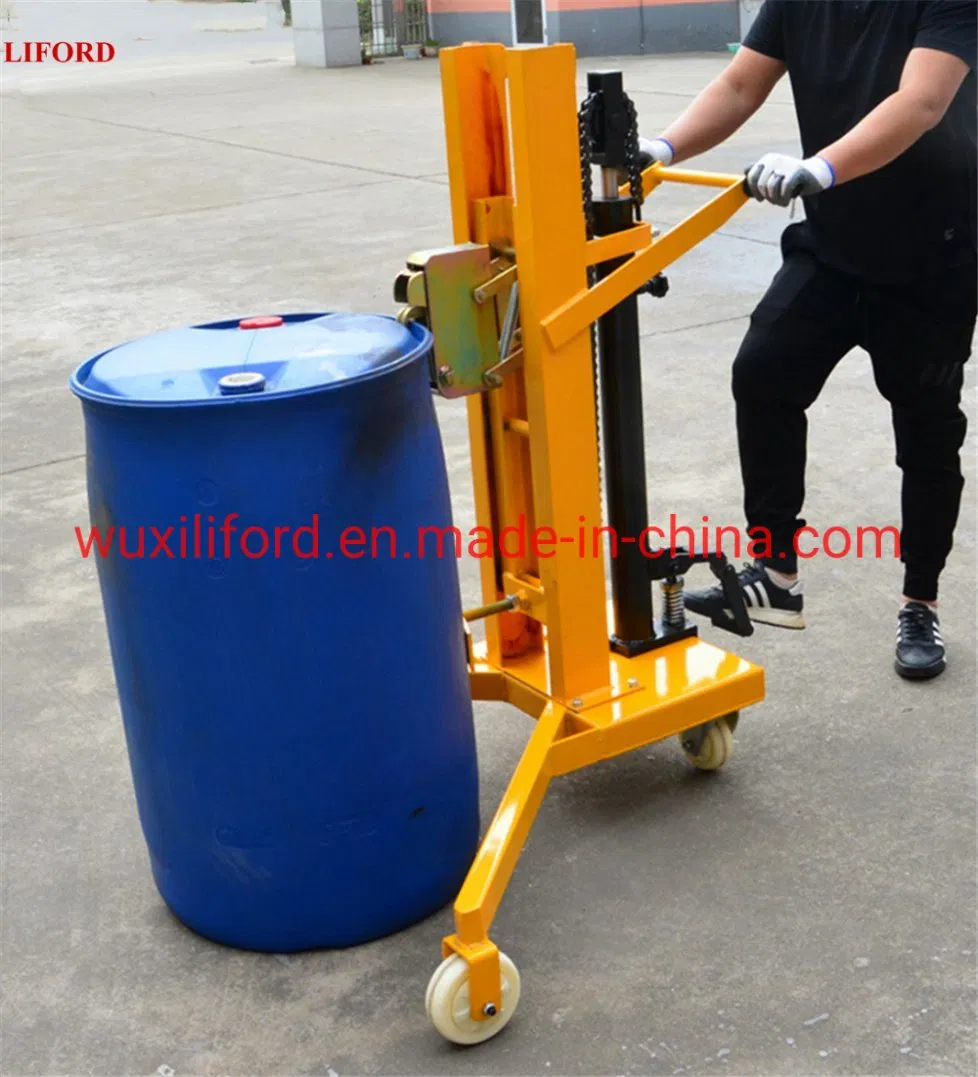 China Manufacturer 1000lb Hydraulic Drum Lifter Manual Drum Handler with Weighing Hydraulic Drum Handling Equipment Drum Carrier Drum Lifter Stacker Dtf450b