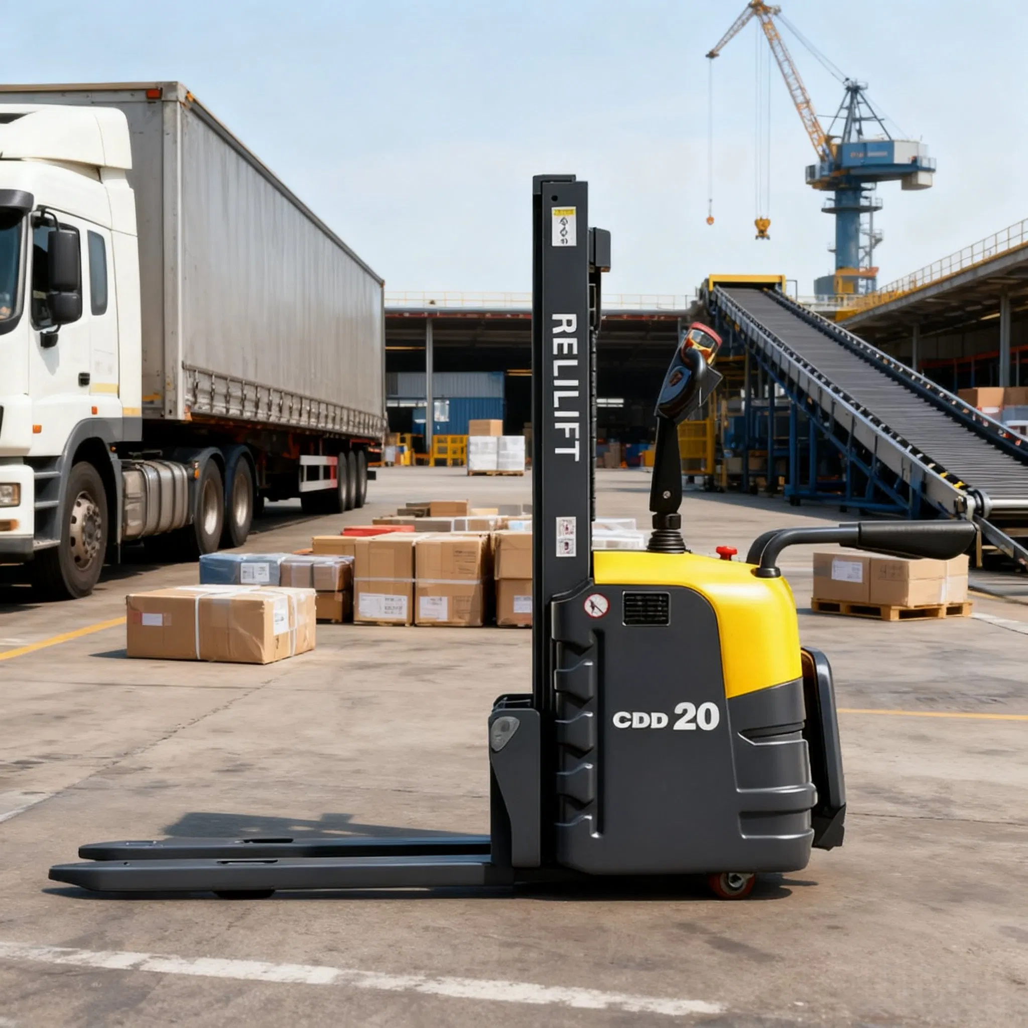 Low Price 4.5m Lift Full Electric Narrow Aisle High Pallet Stacker Cdd-2030