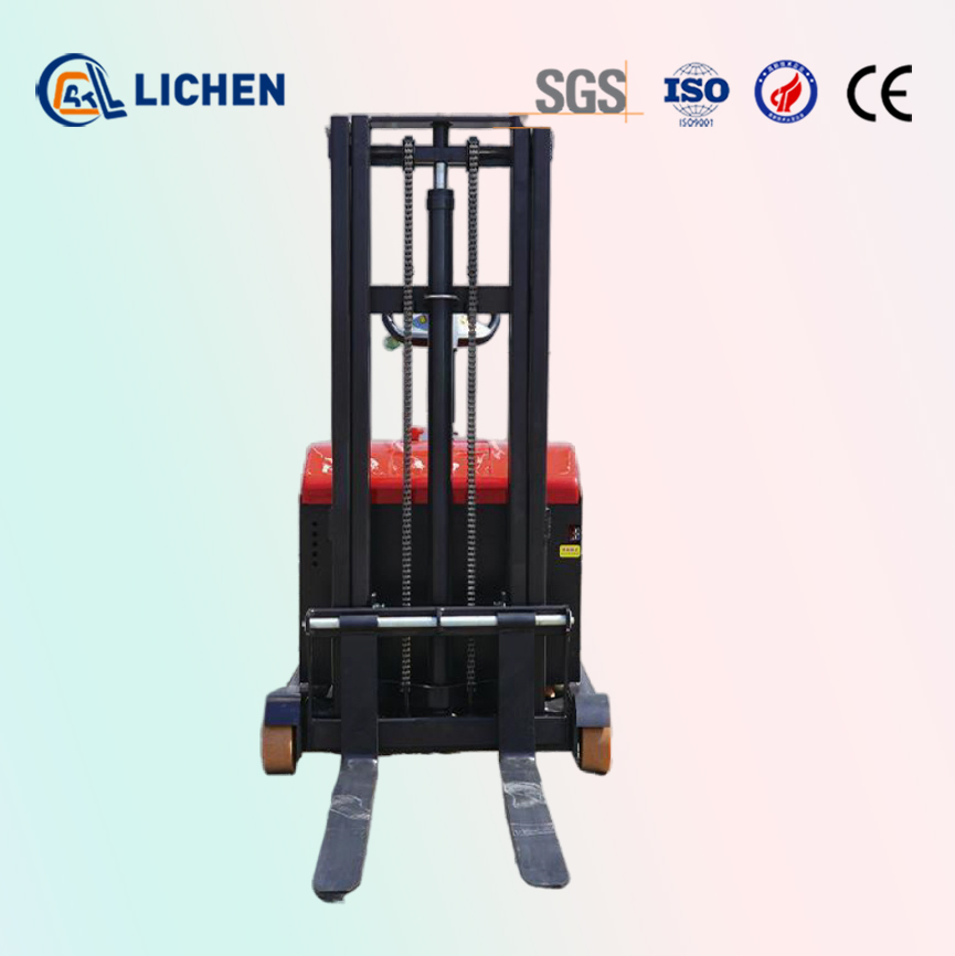 LC Factory Price 1000 2000kg Stand-up Pallet Stacker with 48V Battery Fully Electric 1/2 Ton Reach Truck Stacker