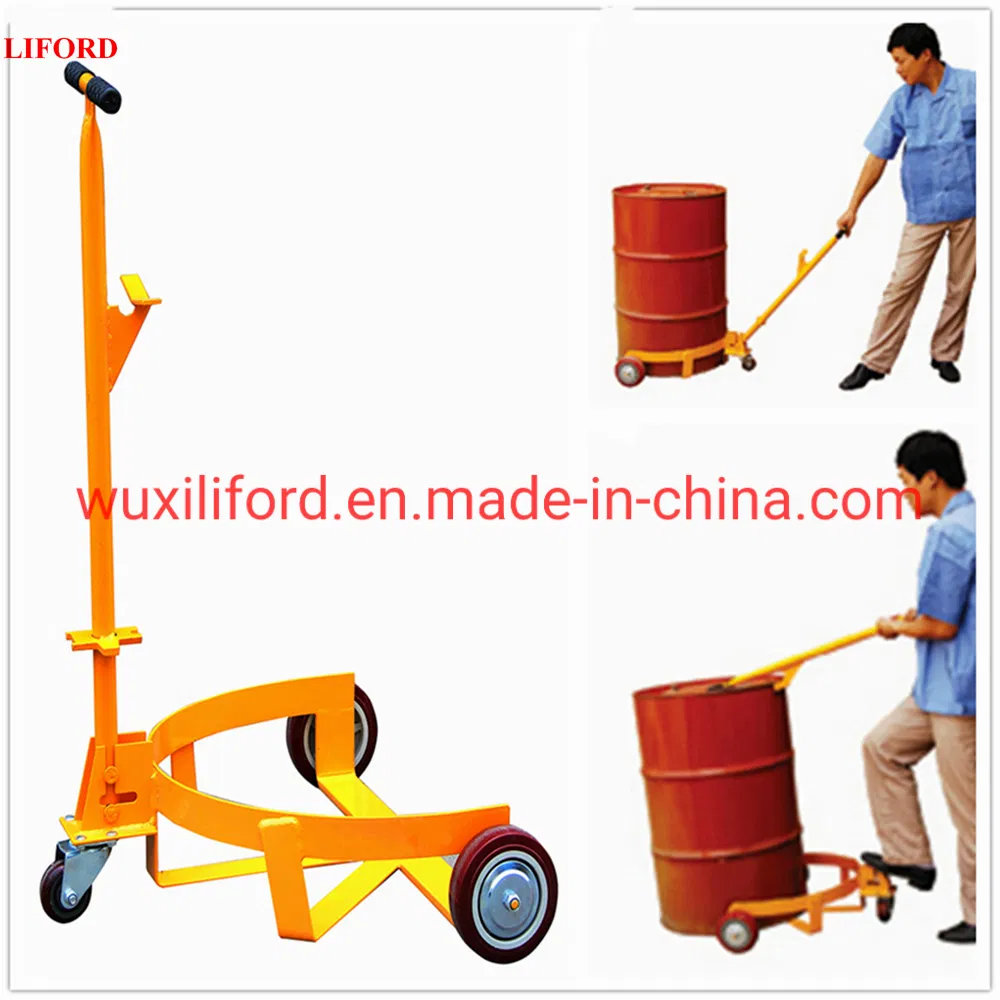 Factory Stocked 55-Gallon Drum Caddy 500kg Low Profile Drum Trolley 3-Wheel Manual Drum Carrier Drum Hand Truck Drum Mover Drum Handler Lifter DC500