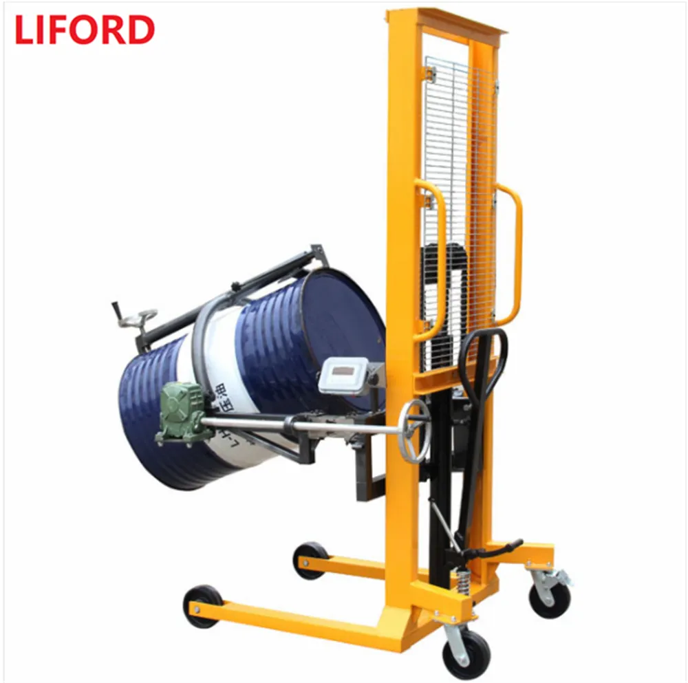 Da450-1 Oil Drum Hydraulic Palletizer Drum Tilter with Weighing Scale Manual Drum Lifter