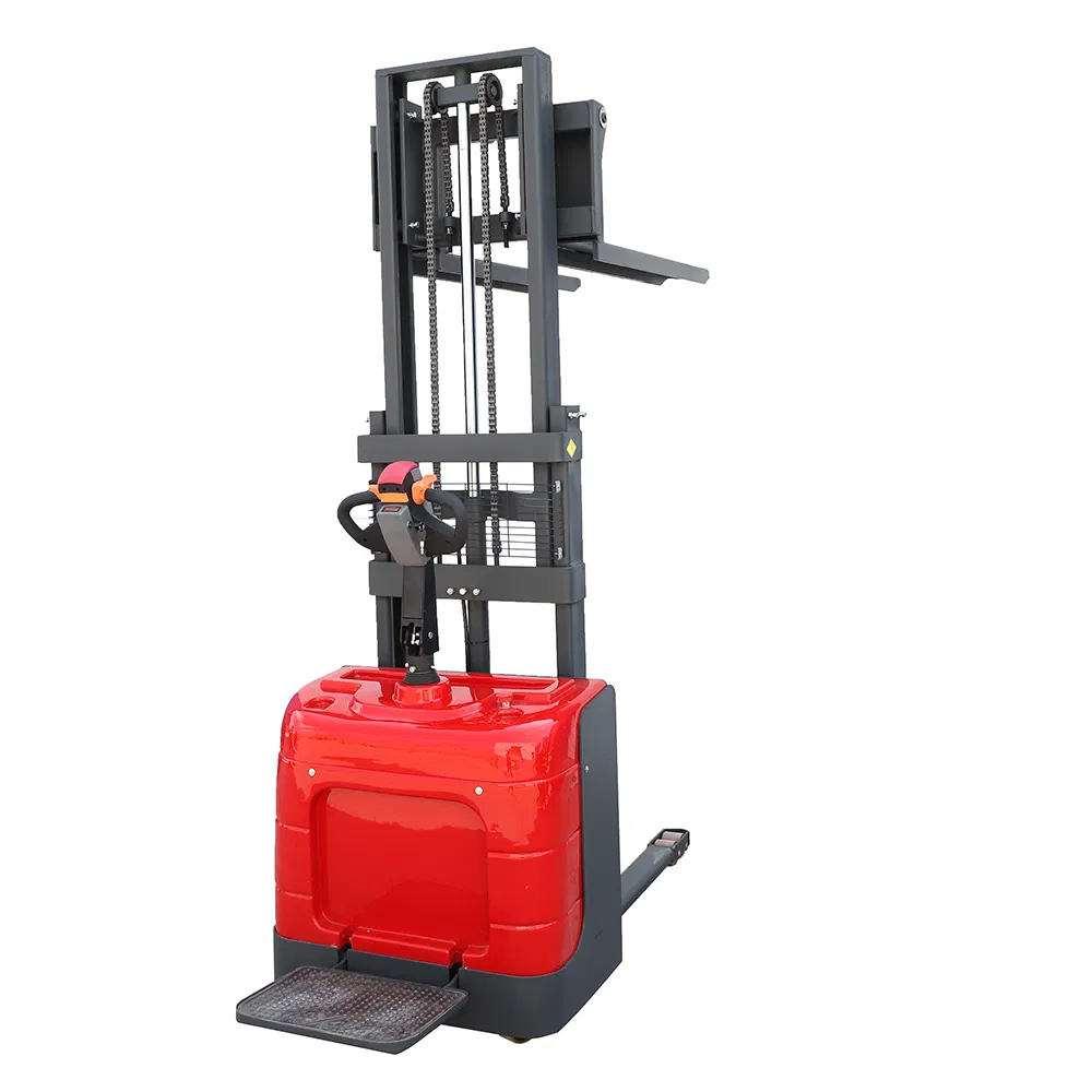 1.5ton 1500kg Lifting Height 1600mm Standing Fully Battery Operated Electric Pallet Stacker for Warehouse