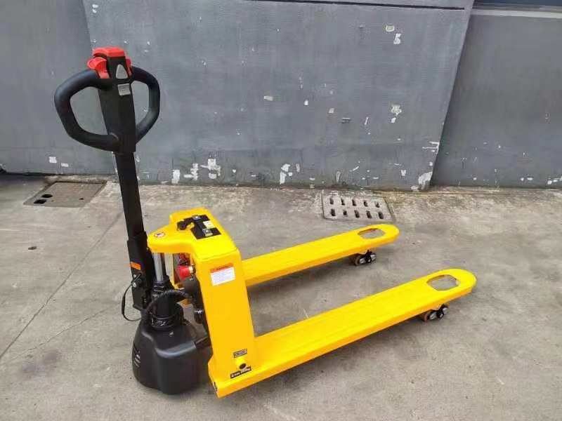 Popular Semi Electric 1.5ton 2ton Manual Powered Power Forklift Hydraulic Pallet Stacker Jack Lift Hand Pallet Truck with 24V 20ah Lithium Battery