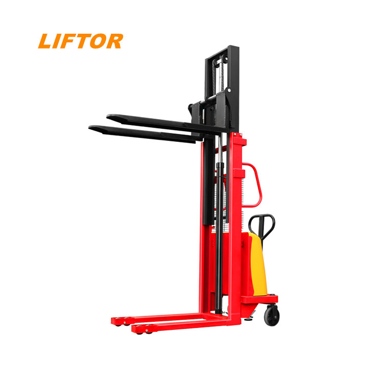 Electric Lifter Scissor Type Hand Electric Pallet Stacker Semi Electric Forklift