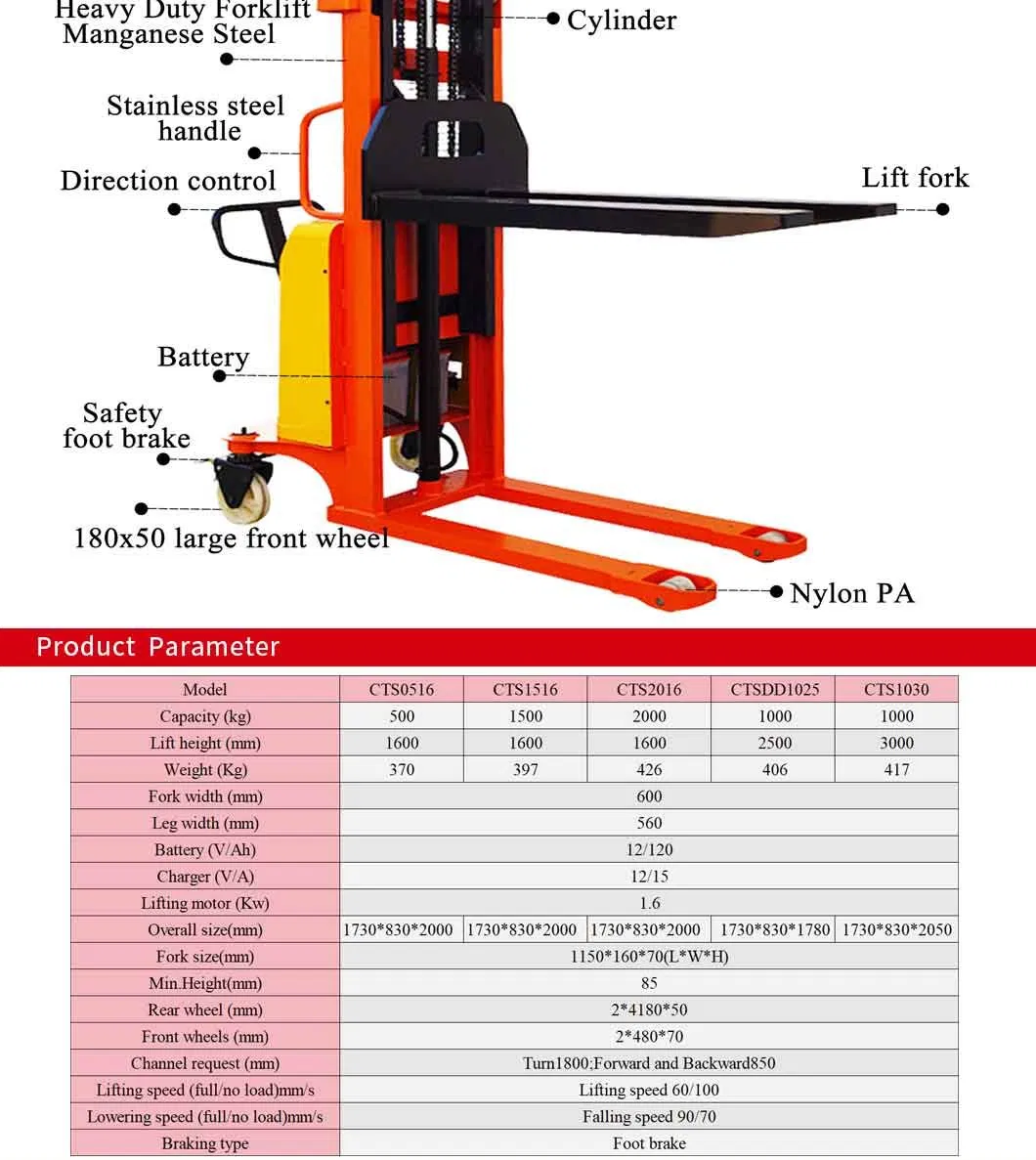 Semi Electric Stacker Structure