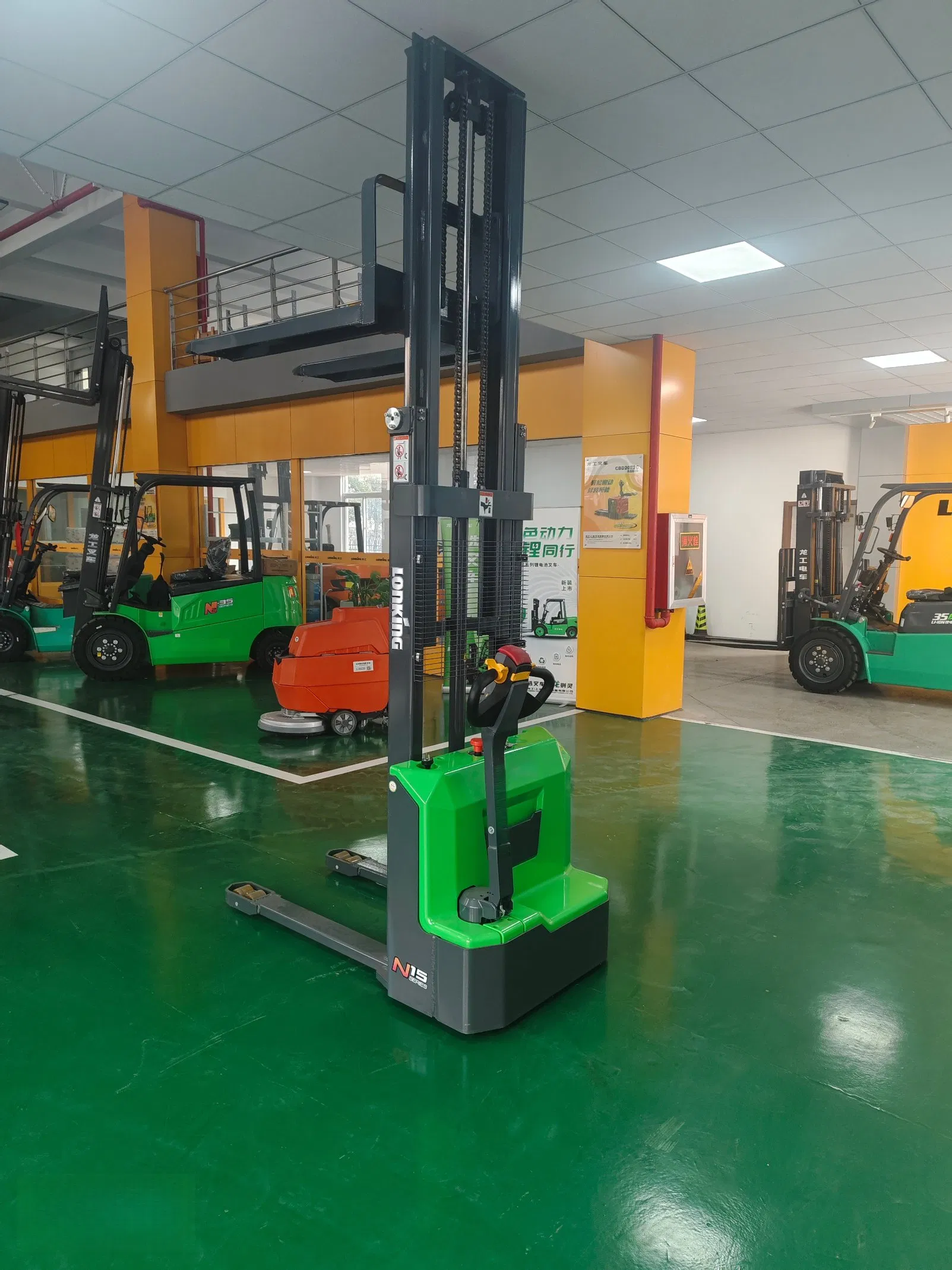 High-Lift Heavy-Load Forward-Tilt Resistant 1.5 Ton Pallet Stacker Truck for Logistics Stations