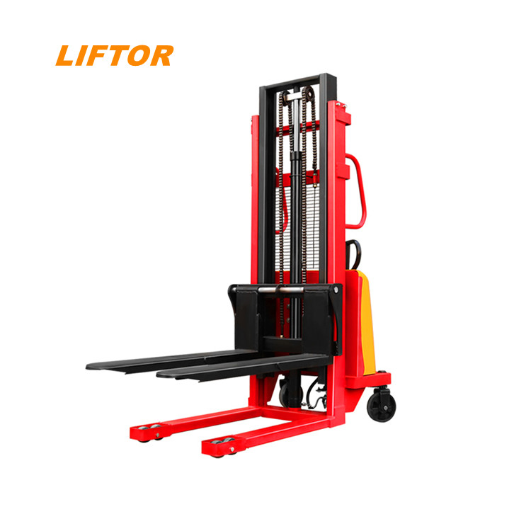 Electric Lifter Scissor Type Hand Electric Pallet Stacker Semi Electric Forklift